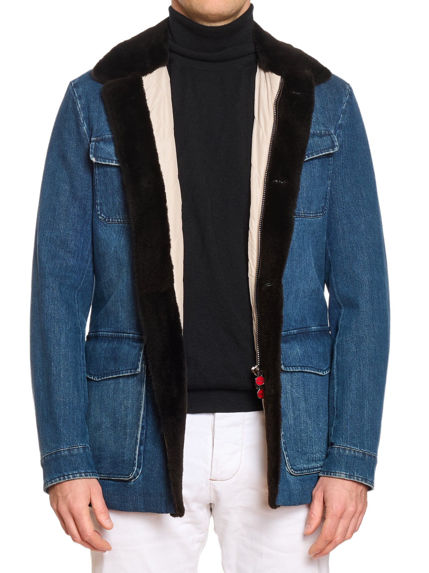 KITON Napoli Blue Denim Field Jacket Beaver M