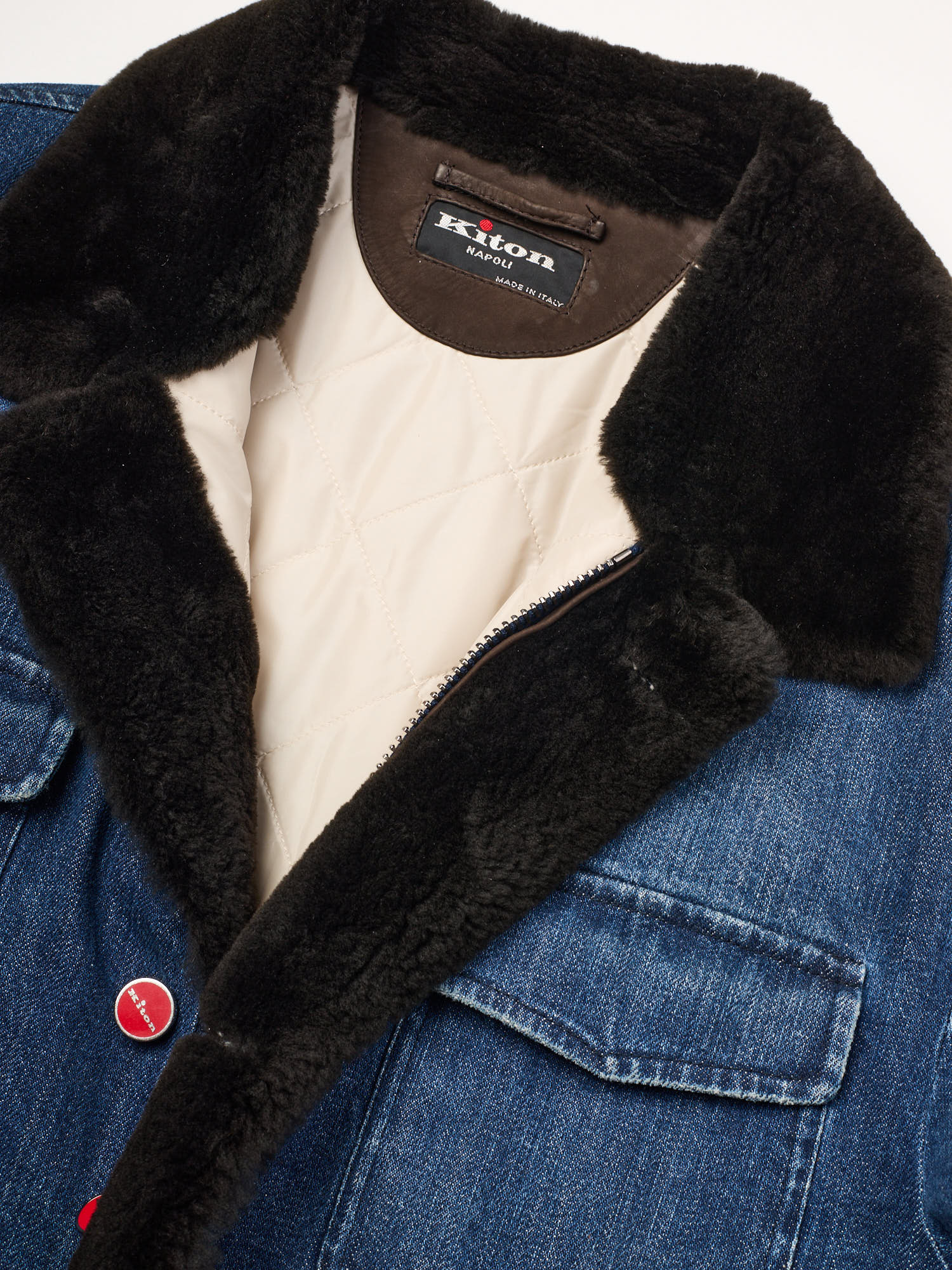 KITON Napoli Blue Denim Field Jacket Beaver M