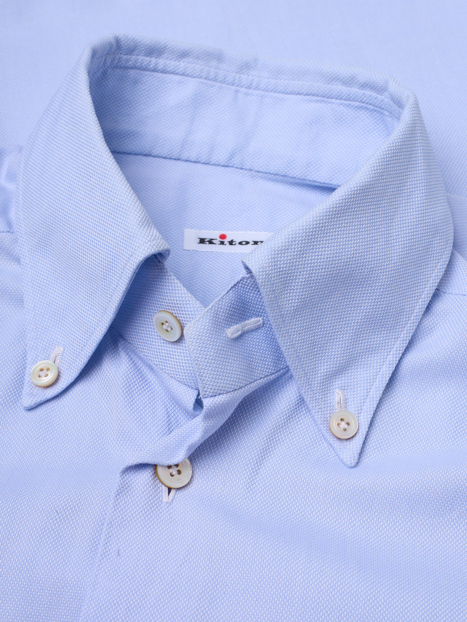 KITON Napoli Blue Oxford Cotton Button-Down Dress Shirt EU 40 US 15.5