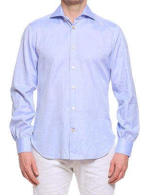 KITON Napoli Blue Oxford Cotton Dress Shirt