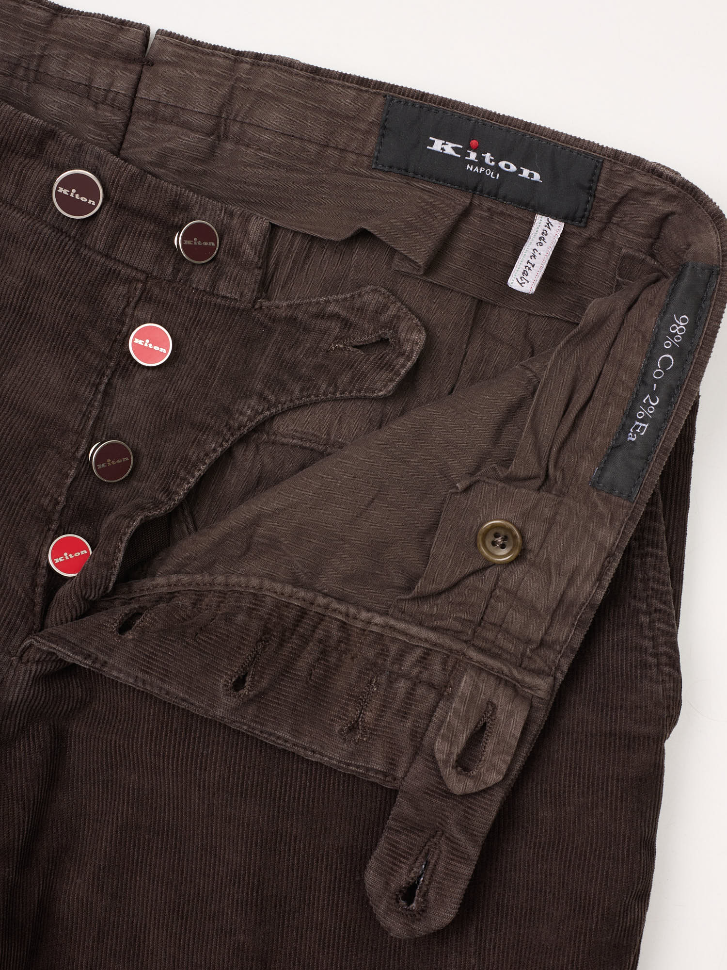 KITON Napoli Brown Corduroy Cotton Chino Pants