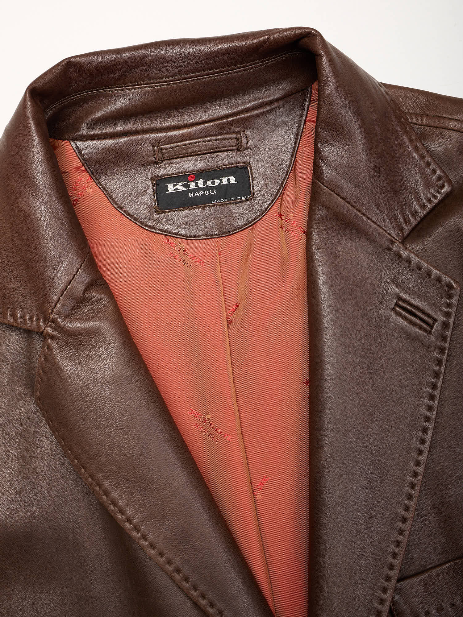 KITON Napoli Brown Leather Jacket