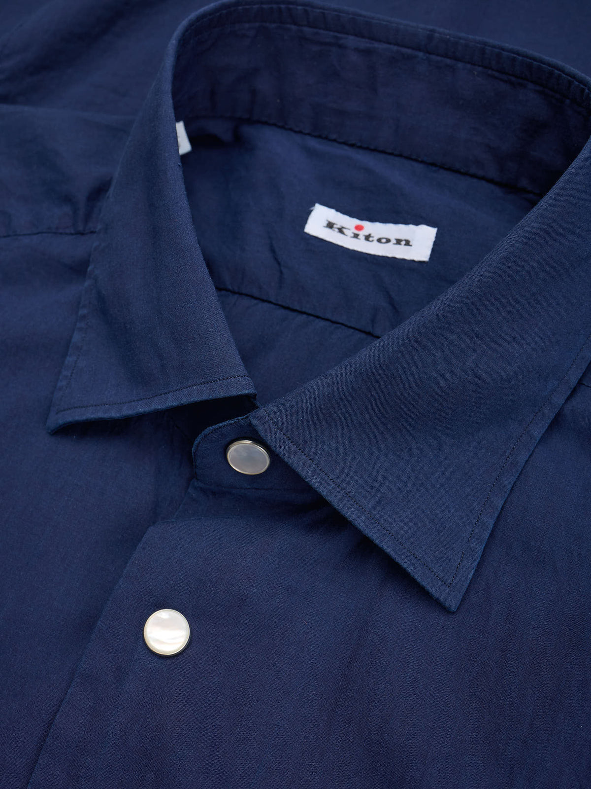 KITON Napoli Handmade Dark Blue Cotton Casual Shirt 15.75 40 Slim