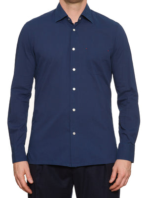 KITON Napoli Handmade Dark Blue Cotton Casual Shirt 15.75 40 Slim