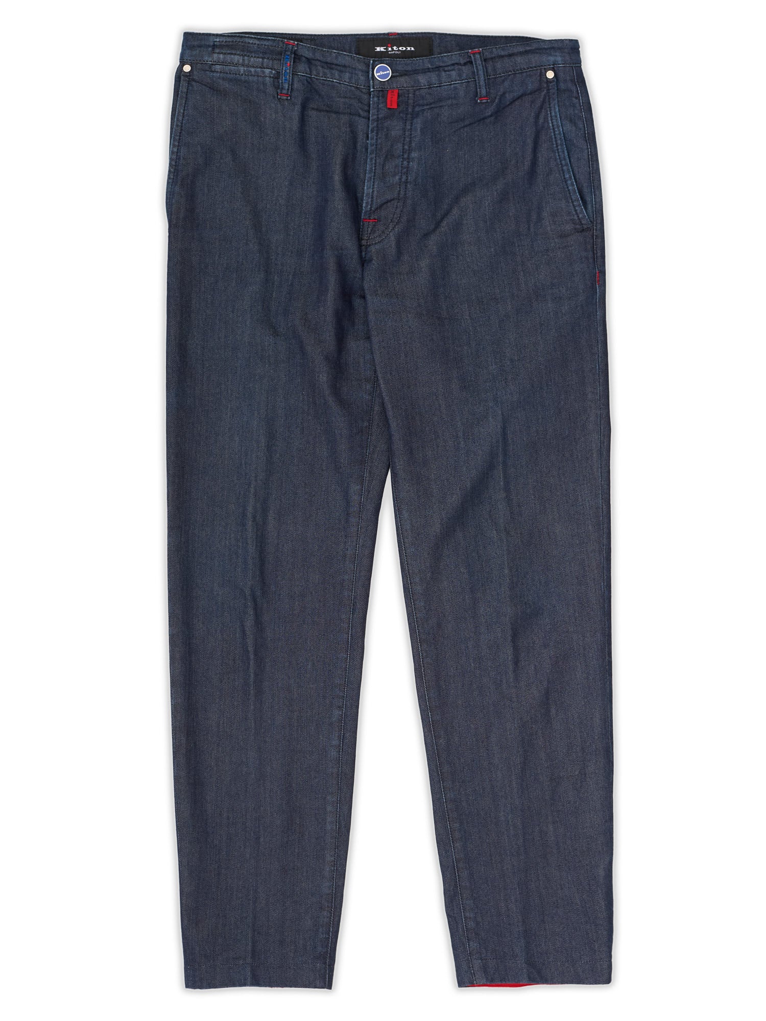 KITON Napoli Denim Blue Cotton-Cashmere Jeans