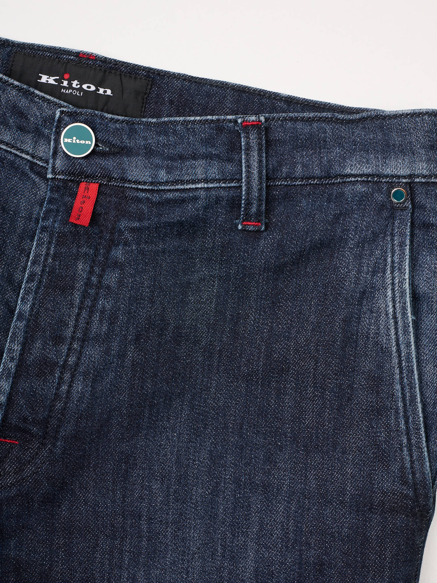KITON Napoli Denim Blue Cotton-Cashmere Slim Fit Jeans