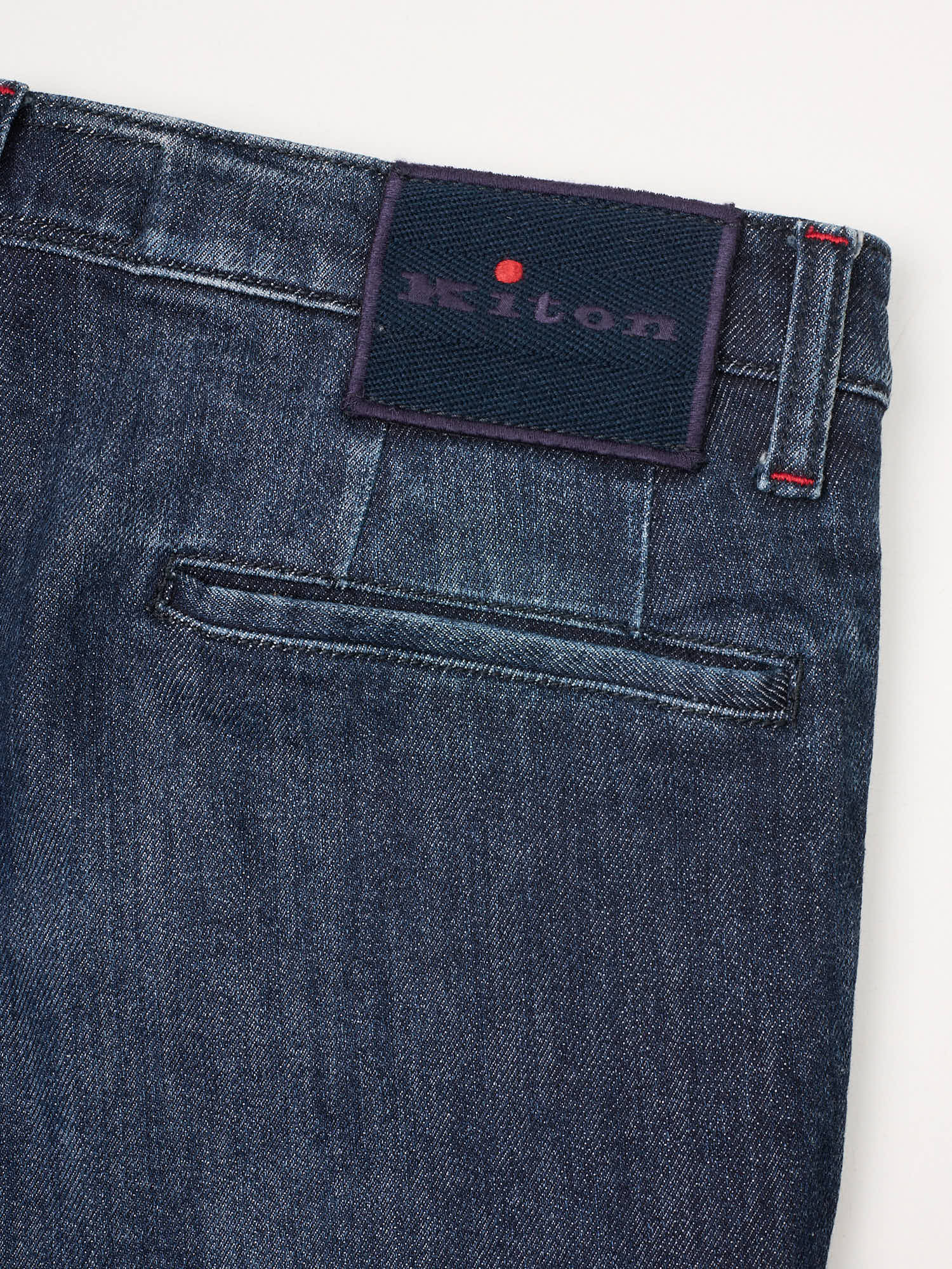 KITON Napoli Denim Blue Cotton-Cashmere Slim Fit Jeans