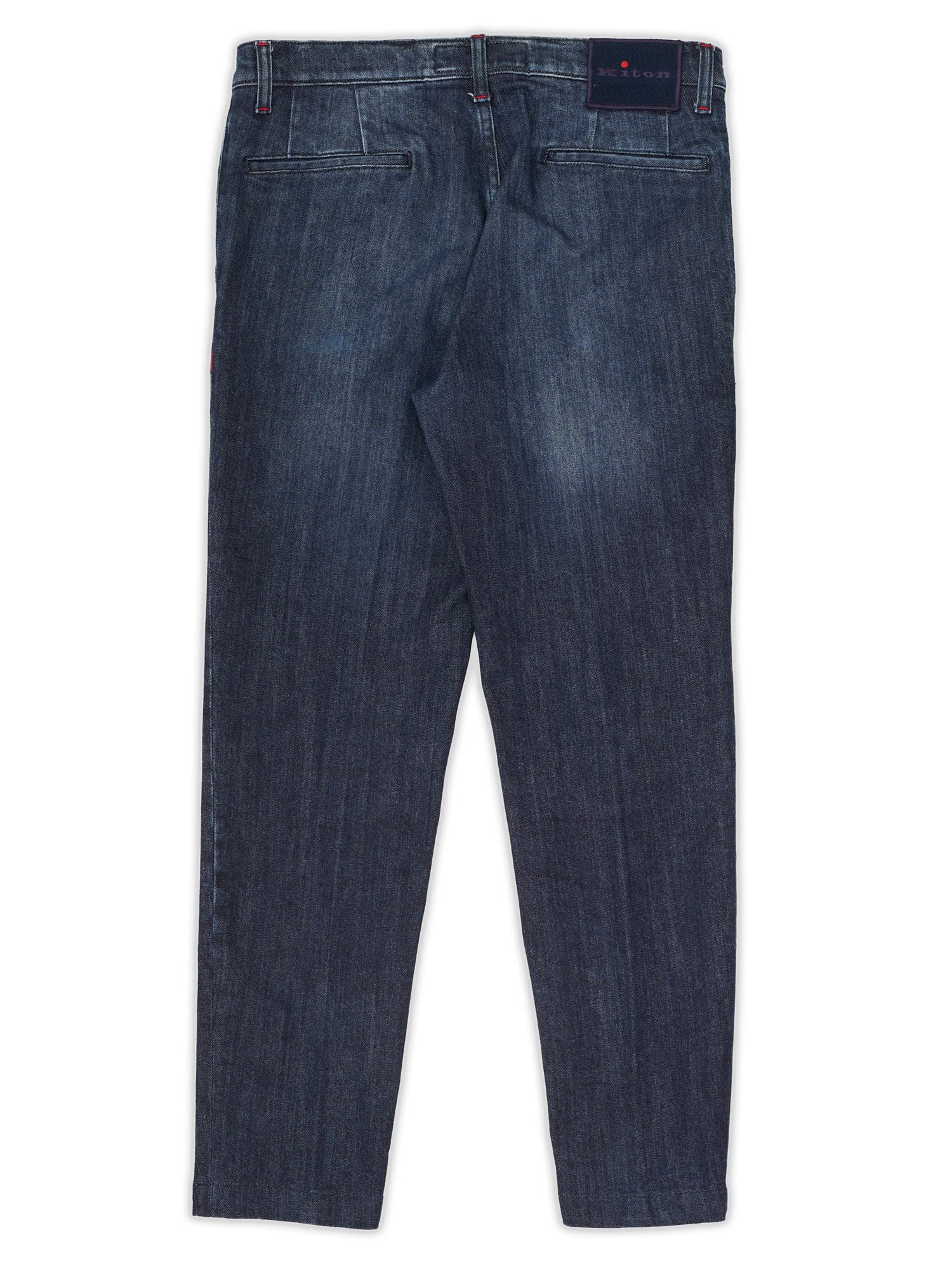 KITON Napoli Denim Blue Cotton-Cashmere Slim Fit Jeans