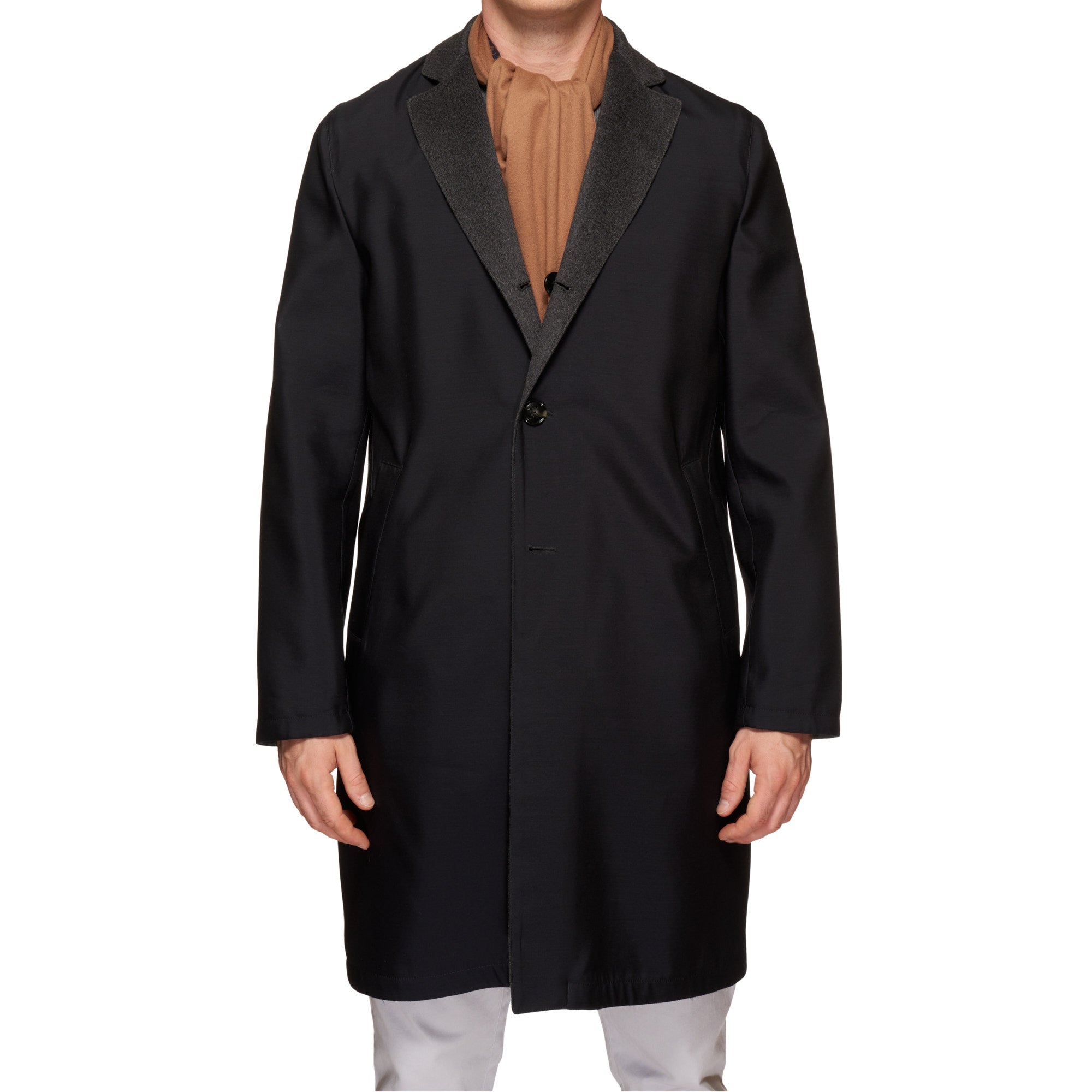 KITON Napoli Blue-Gray Cashmere-Vicuna Peru Wool-Silk Reversible Coat EU 48 NEW US 38