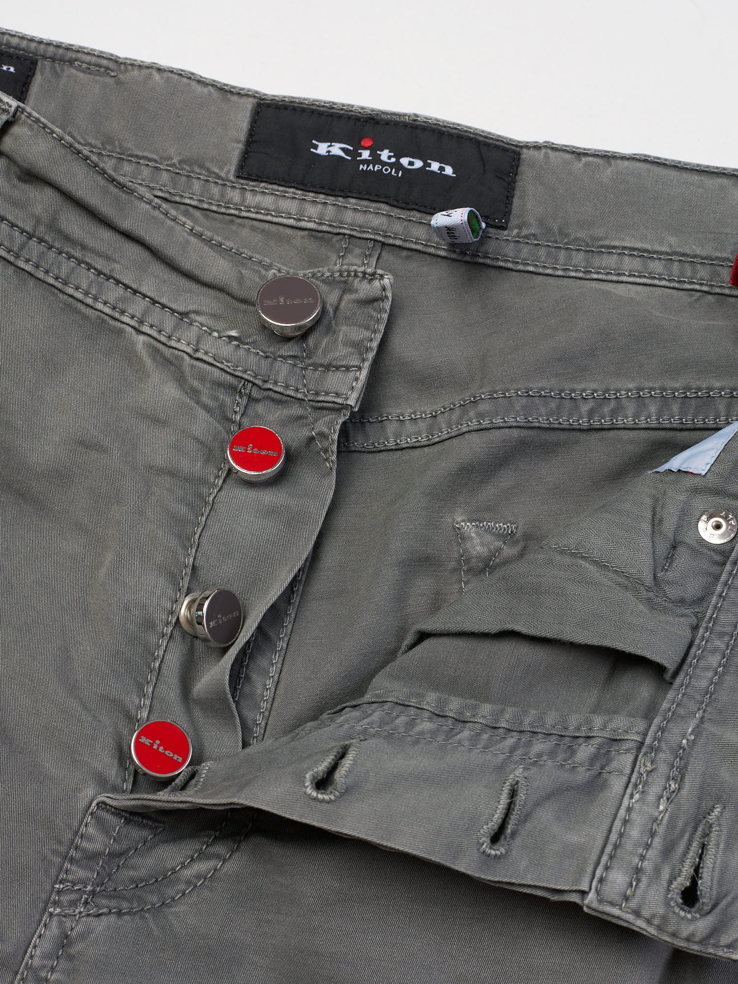 KITON Napoli Gray Cotton Slim Fit Chino Pants US 33