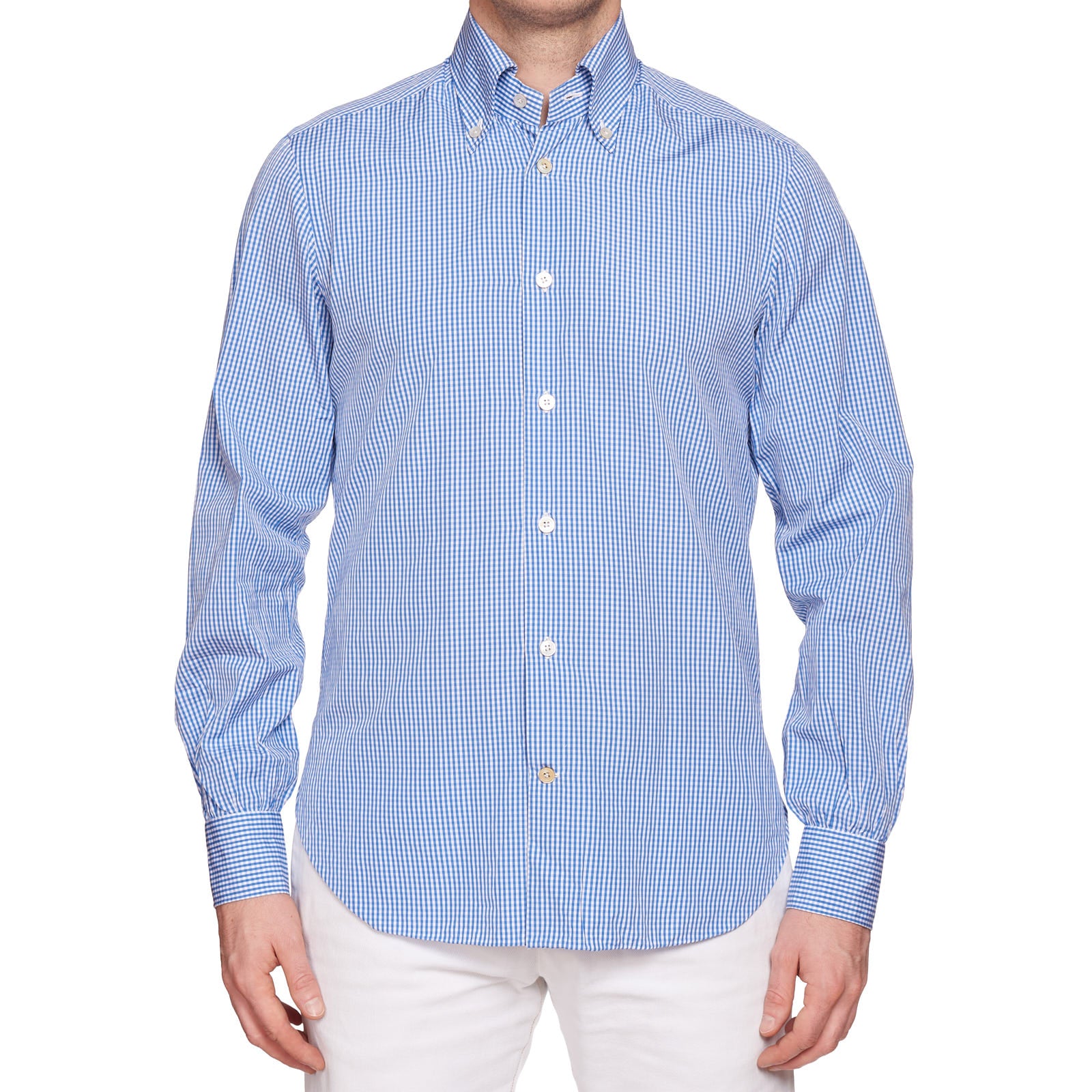 KITON Napoli Handmade Blue Button-Down Shirt EU 39 US 15.5 NEW