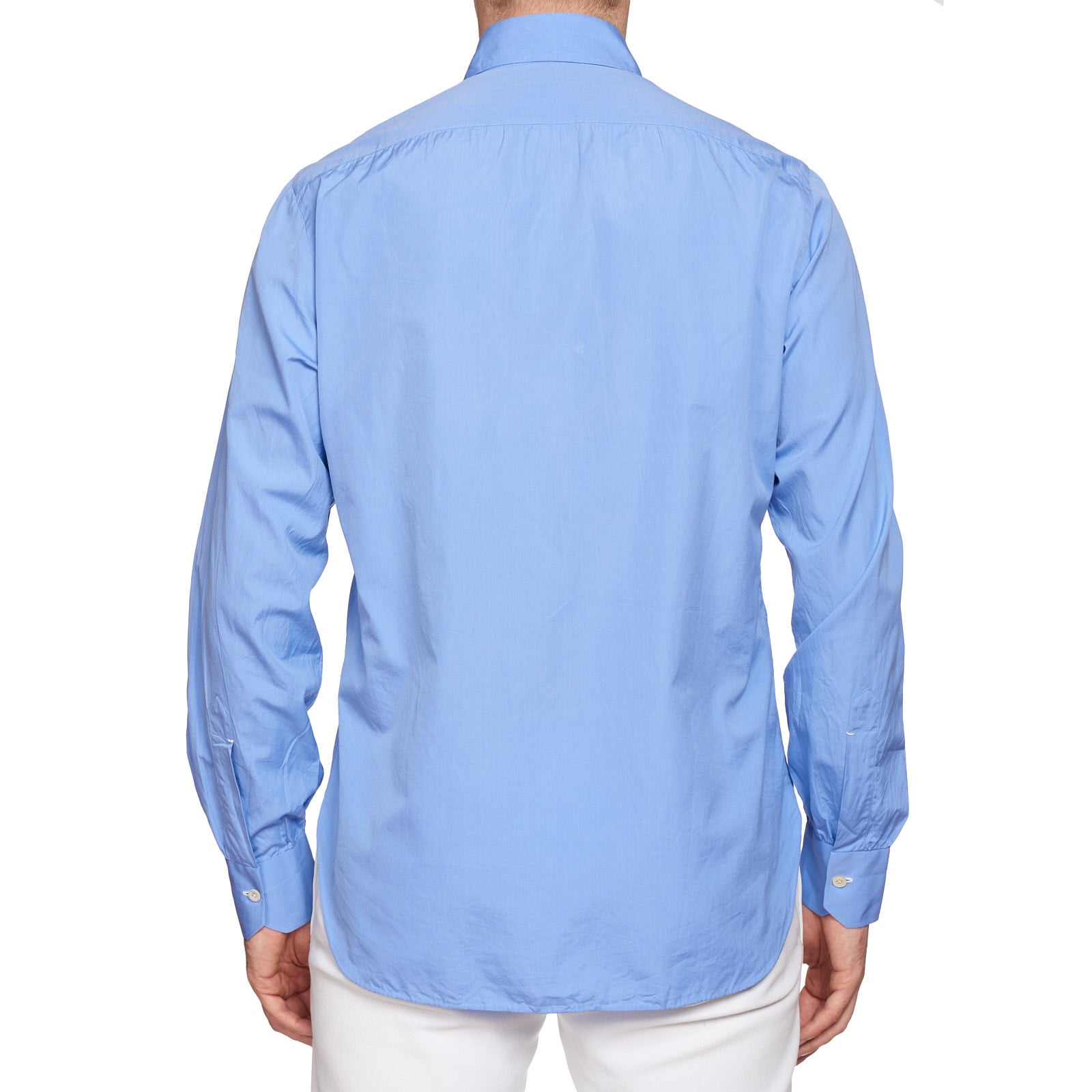 KITON Napoli Handmade Bespoke Blue End-on-End Cotton Button-Down Shirt EU 39 US 15.5 KITON