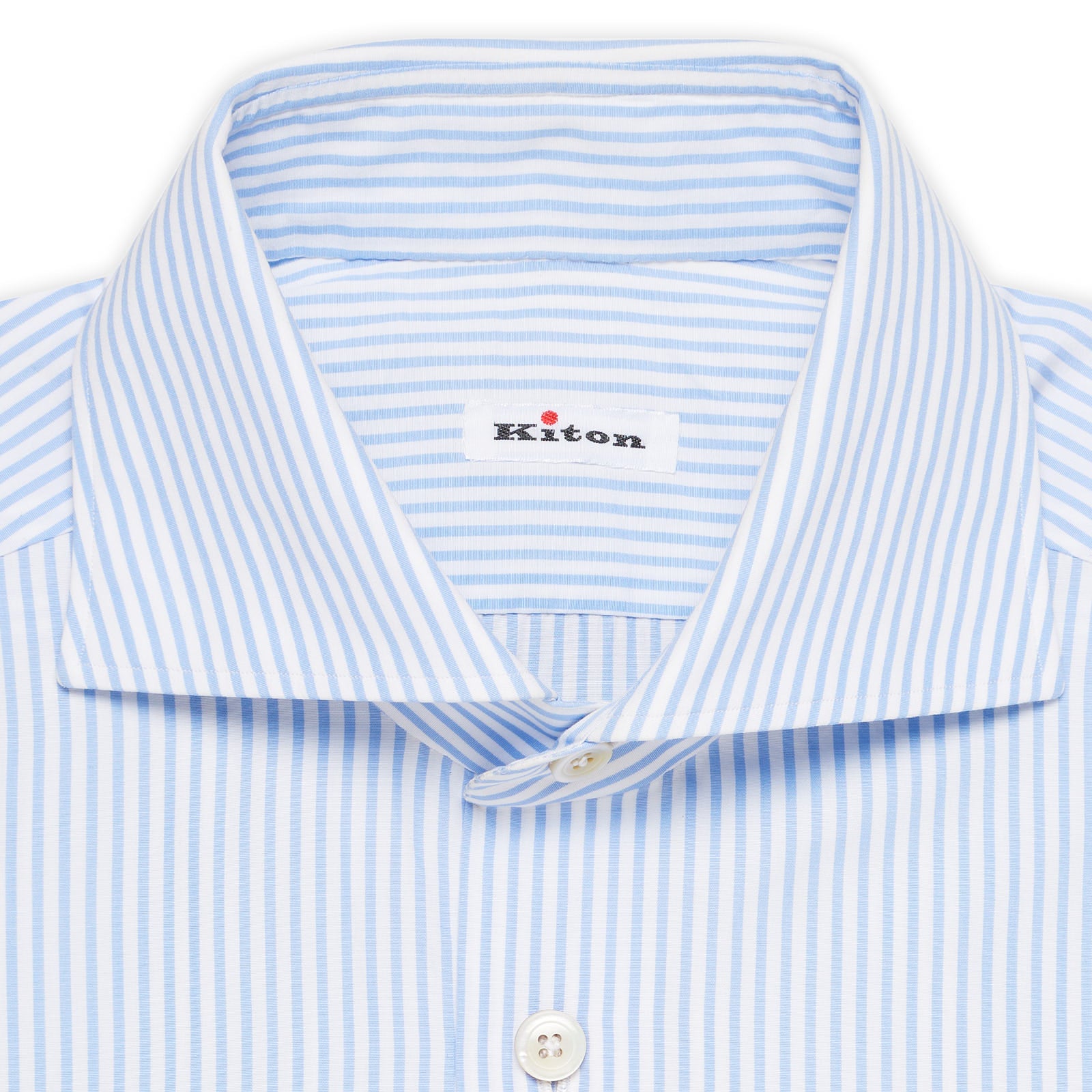 KITON Napoli Handmade Blue Striped Poplin Cotton Dress Shirt EU 39 US 15.5 NEW KITON