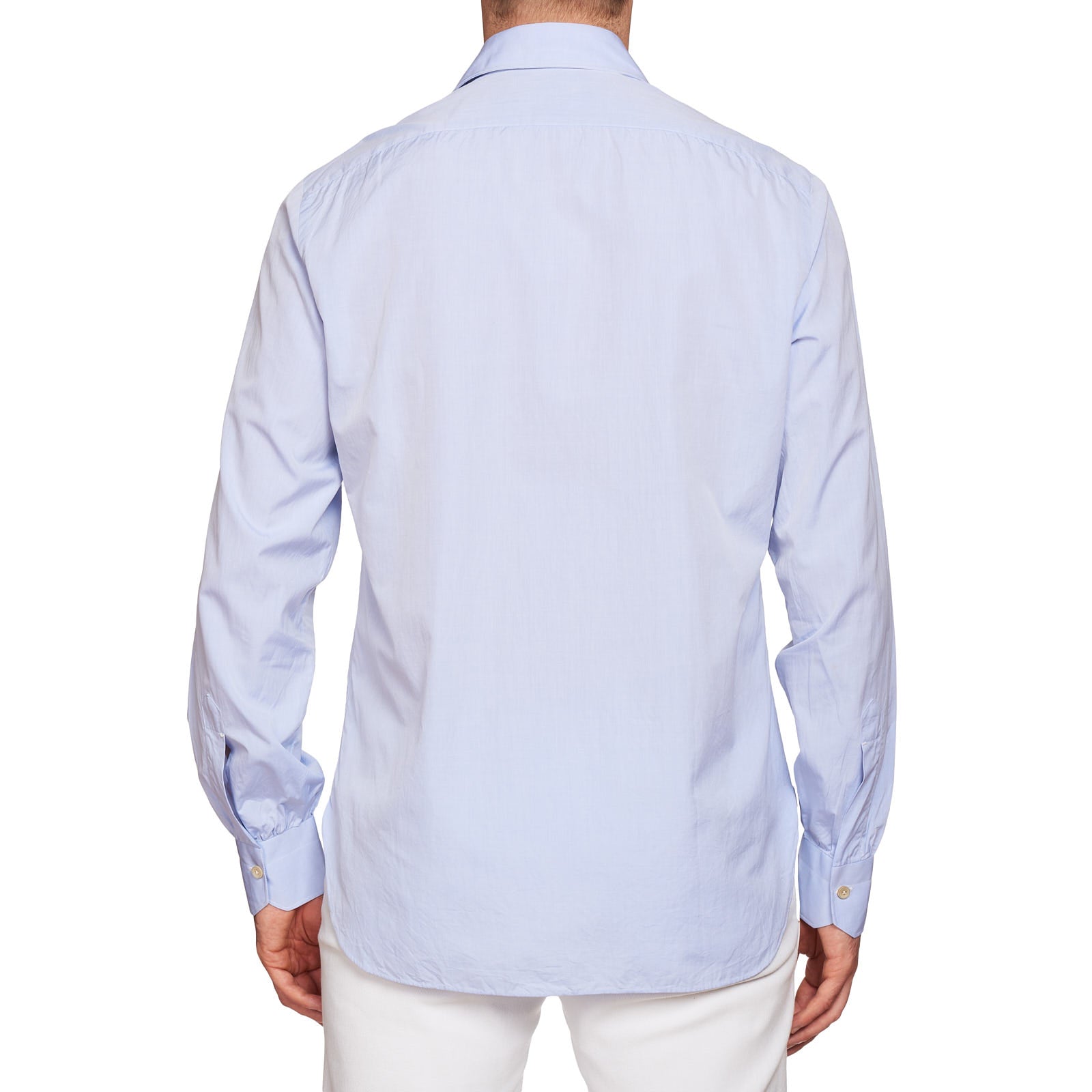 KITON Napoli Handmade Bespoke Light Blue Poplin Cotton Dress Shirt EU 39 NEW US 15.5 KITON
