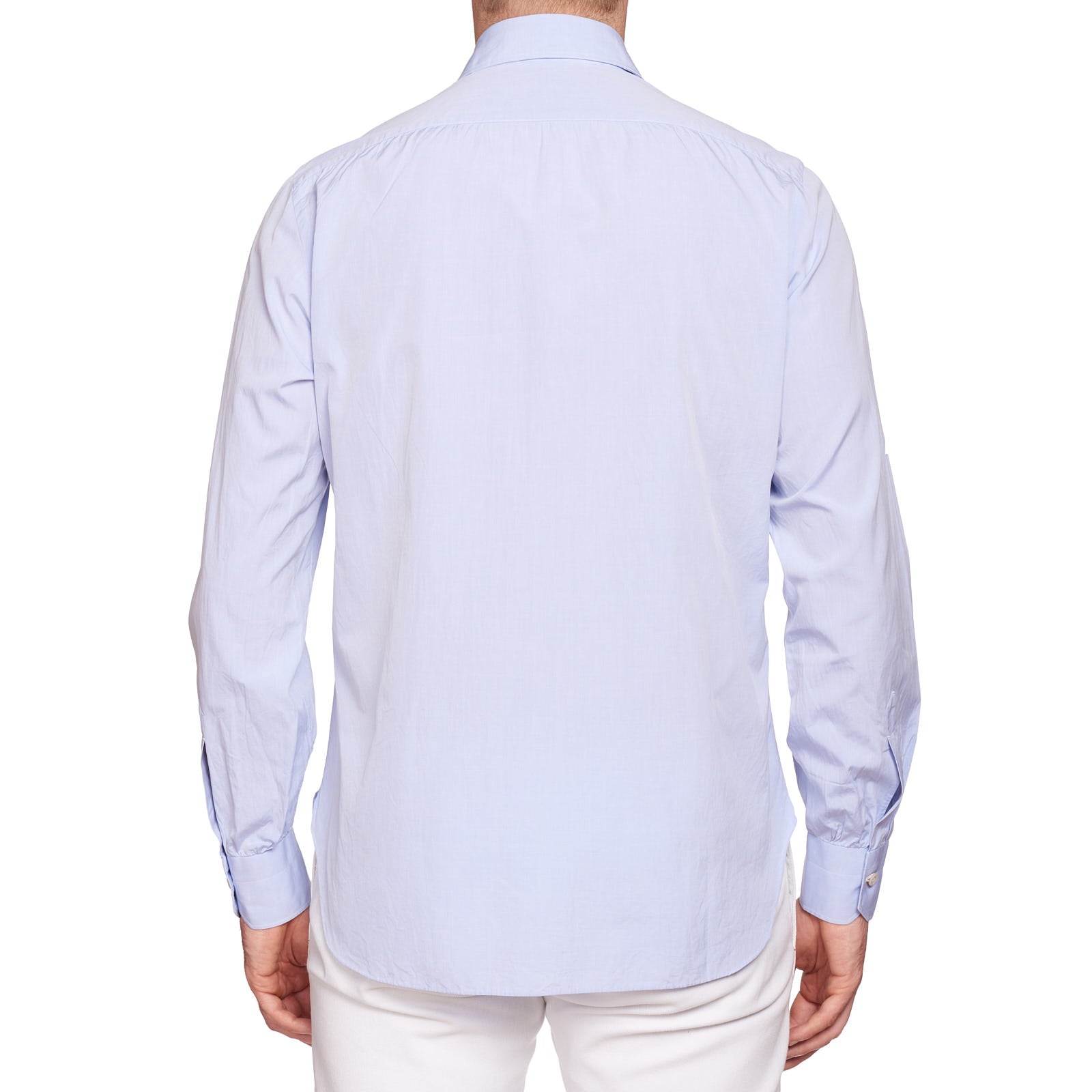 KITON Napoli Handmade Bespoke Light Blue Poplin Cotton Dress Shirt EU 40 US 15.75 KITON