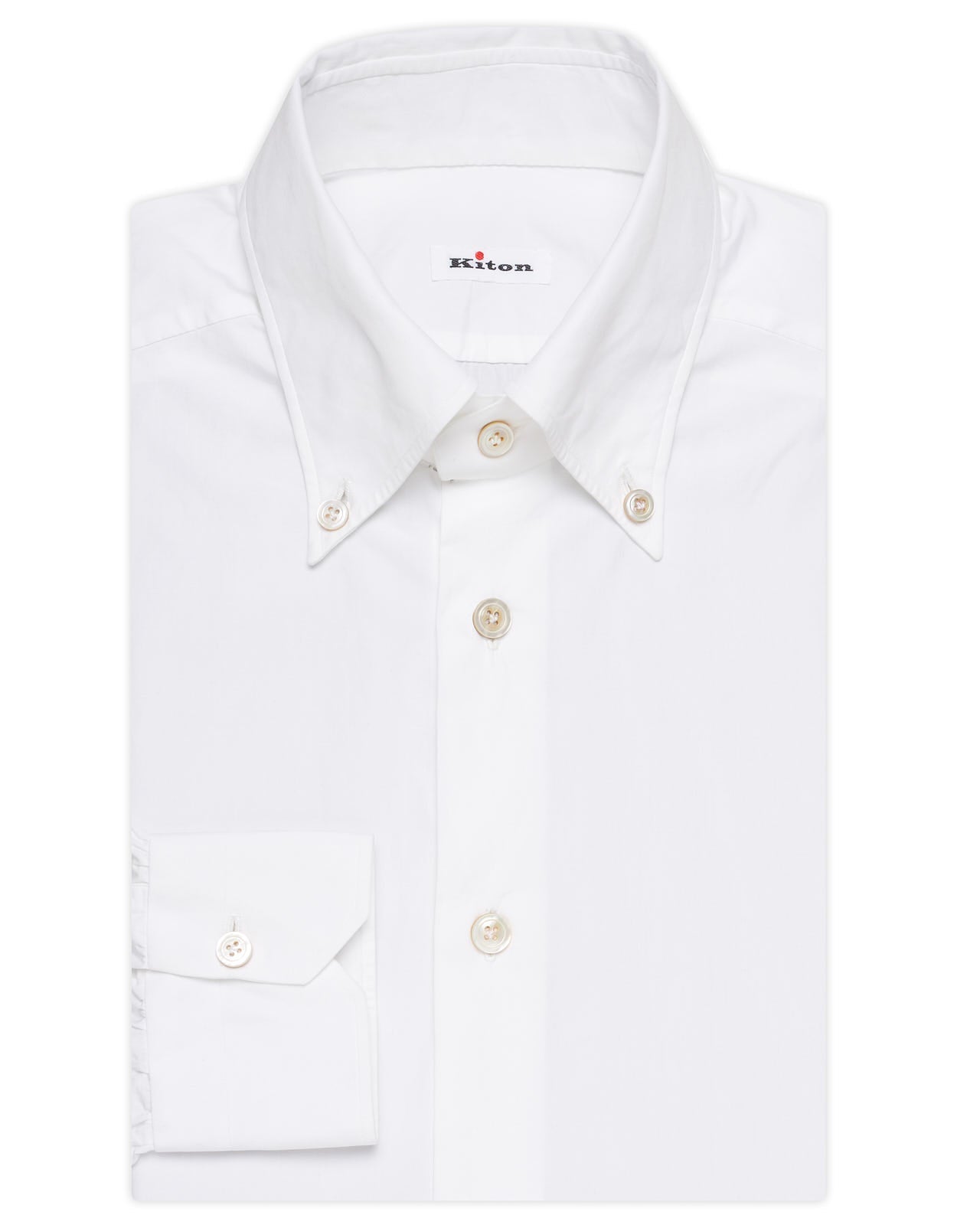 KITON Napoli Handmade White Cotton Poplin Button-Down Shirt 39 NEW US 15.5 KITON