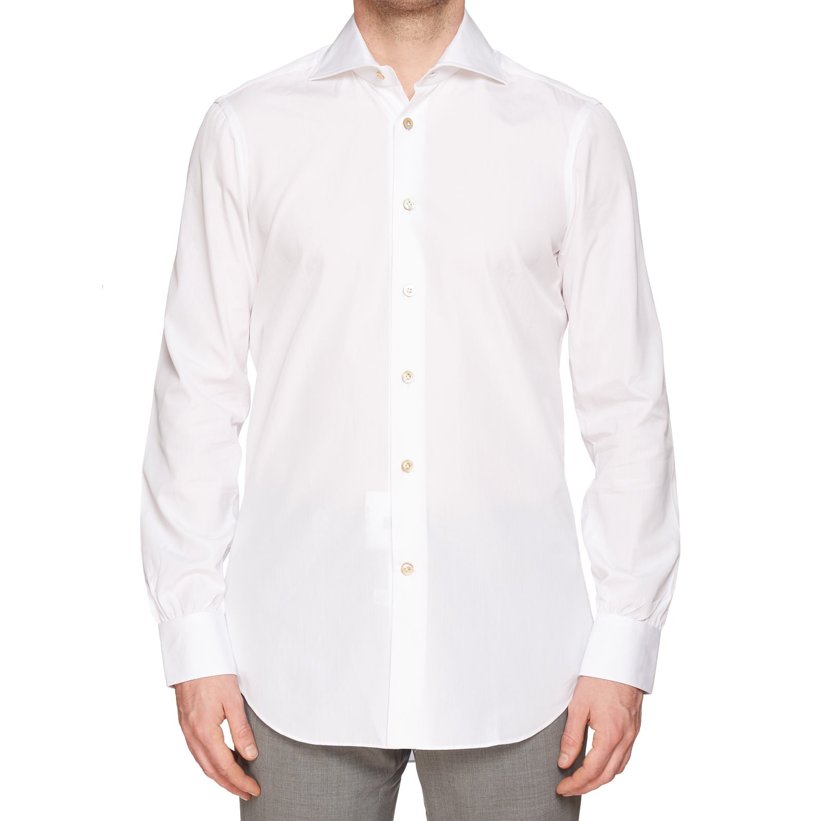 KITON Napoli Handmade White Cotton Poplin Dress Shirt EU 39 NEW US 15.5 KITON