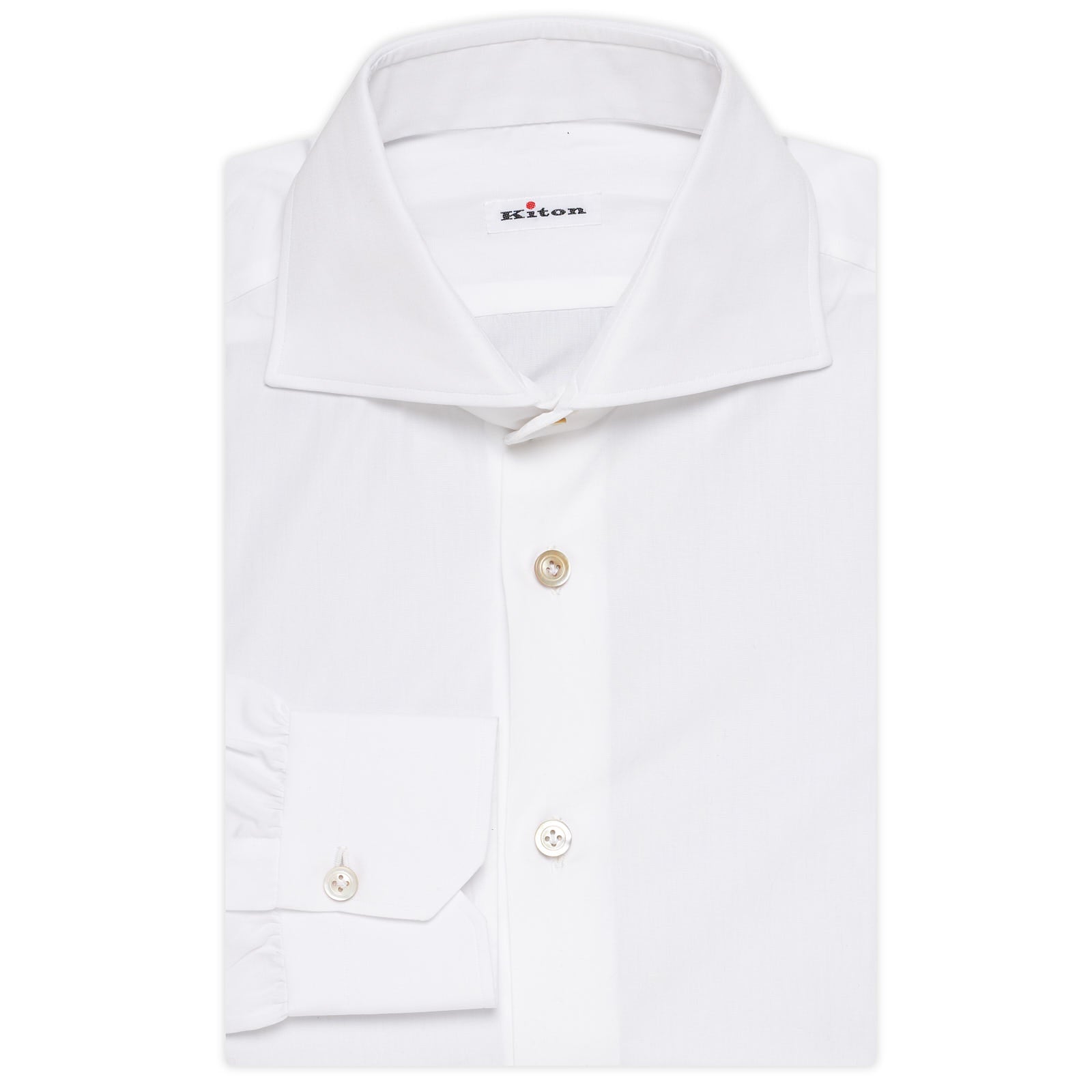 KITON Napoli Handmade White Cotton Poplin Dress Shirt EU 39 NEW US 15.5