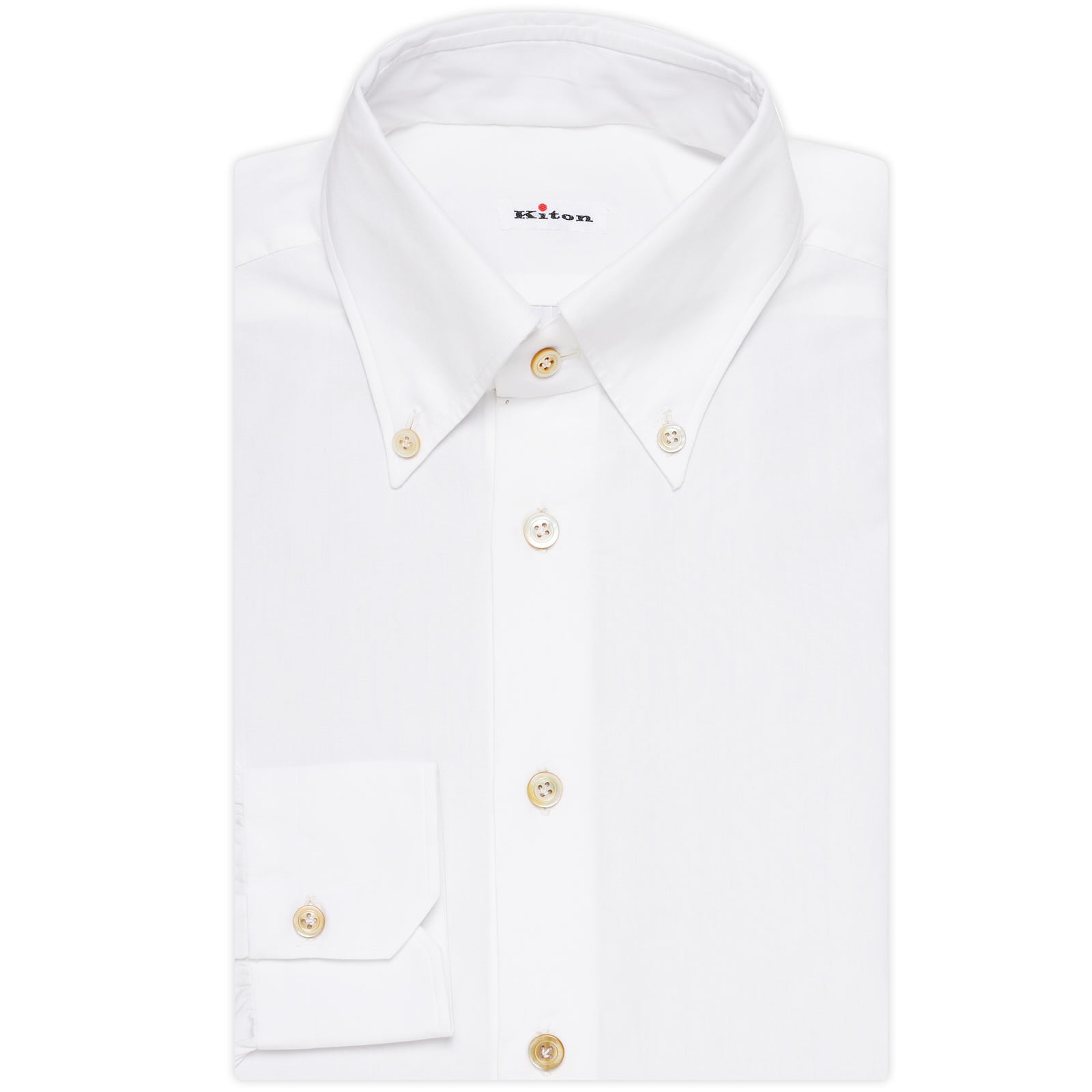 KITON Napoli Handmade Bespoke White Poplin Cotton Button-Down Shirt 39 NEW US 15.5