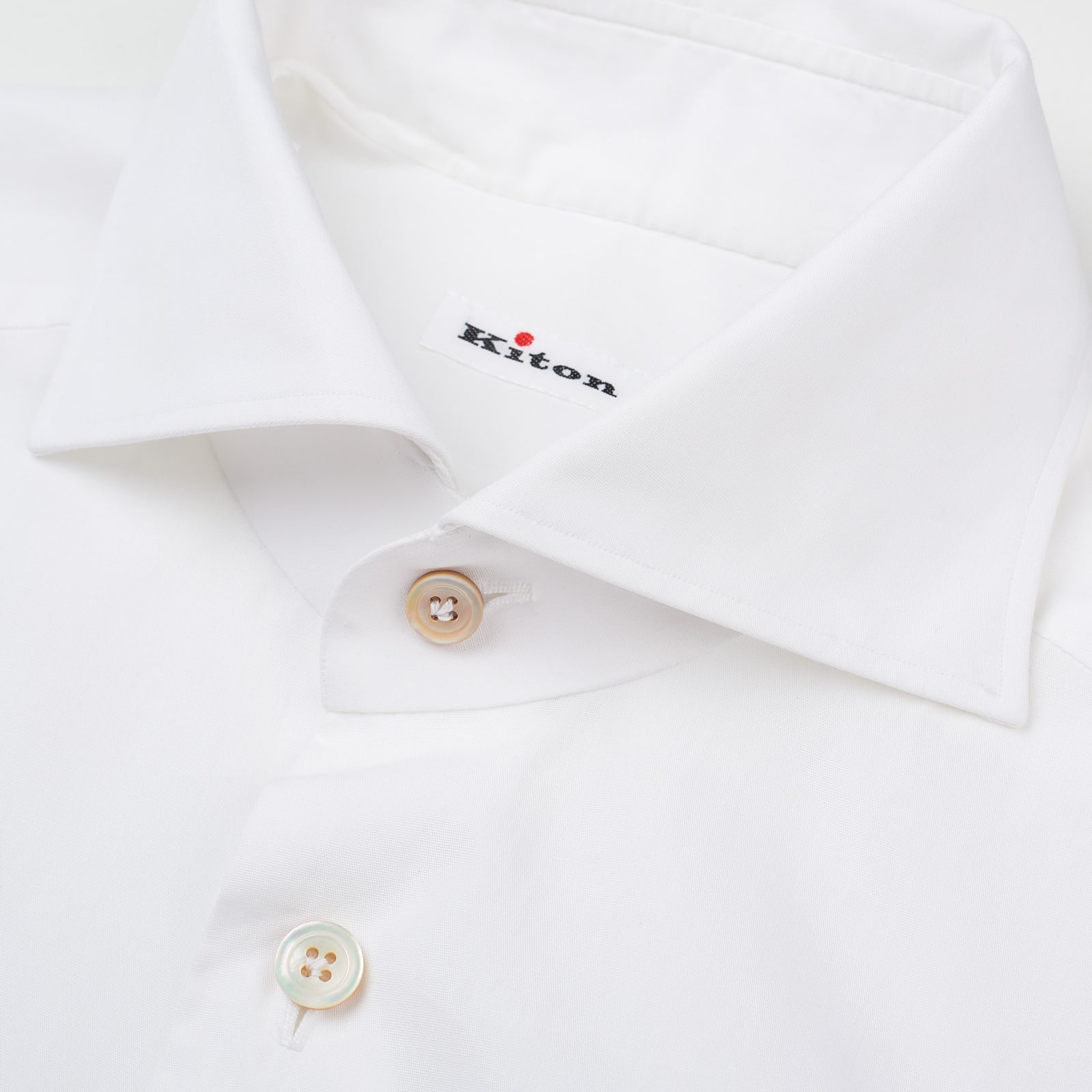 KITON Napoli Handmade Bespoke White Poplin Cotton Dress Shirt EU 39 NEW US 15.5 KITON