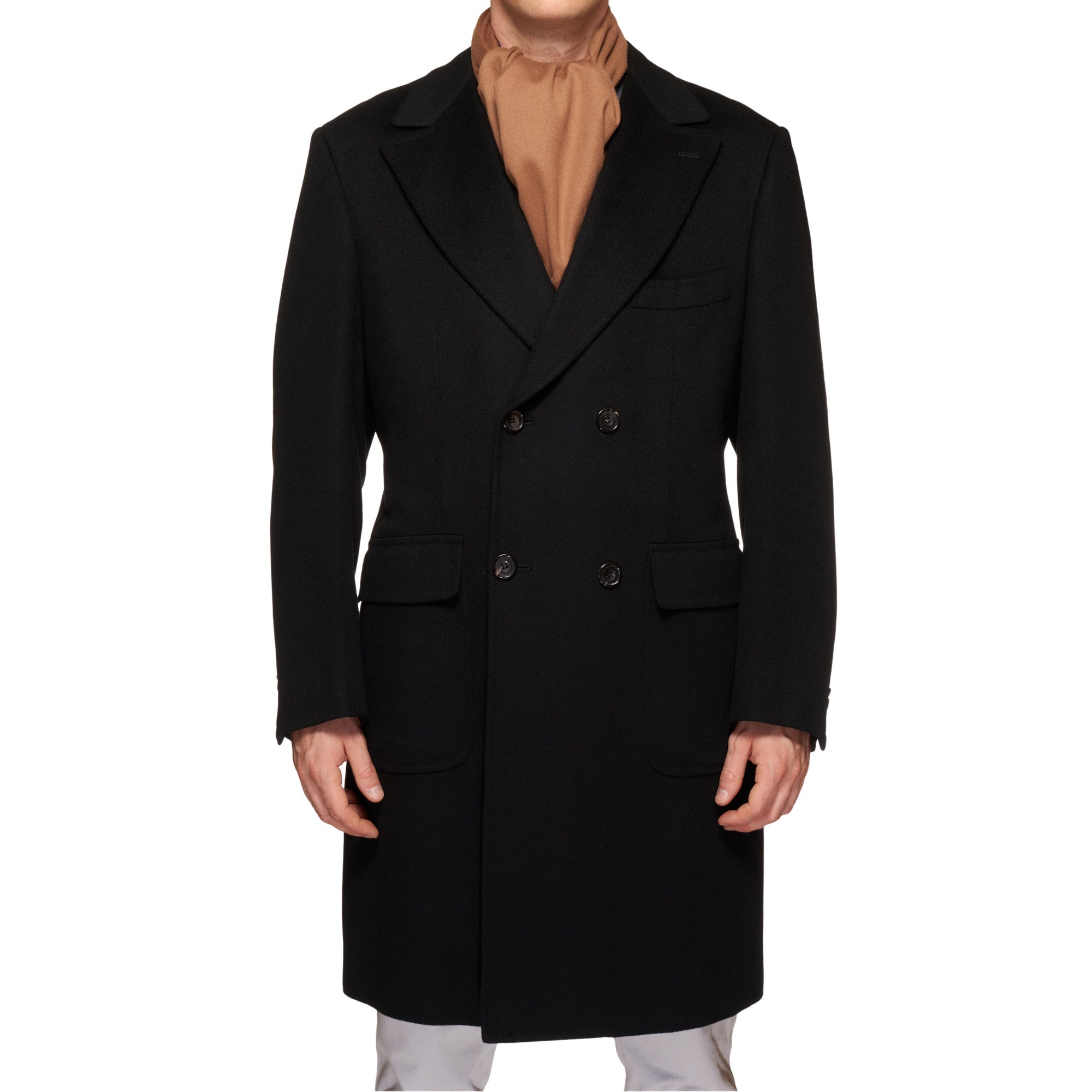 KITON Napoli Handmade Black  Cashmere Vicuna Peru DB Coat Overcoat NEW KITON