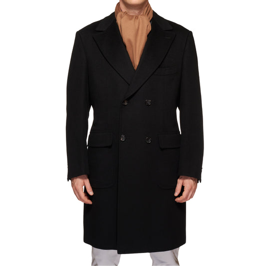 KITON Napoli Handmade Black  Cashmere Vicuna Peru DB Coat Overcoat NEW