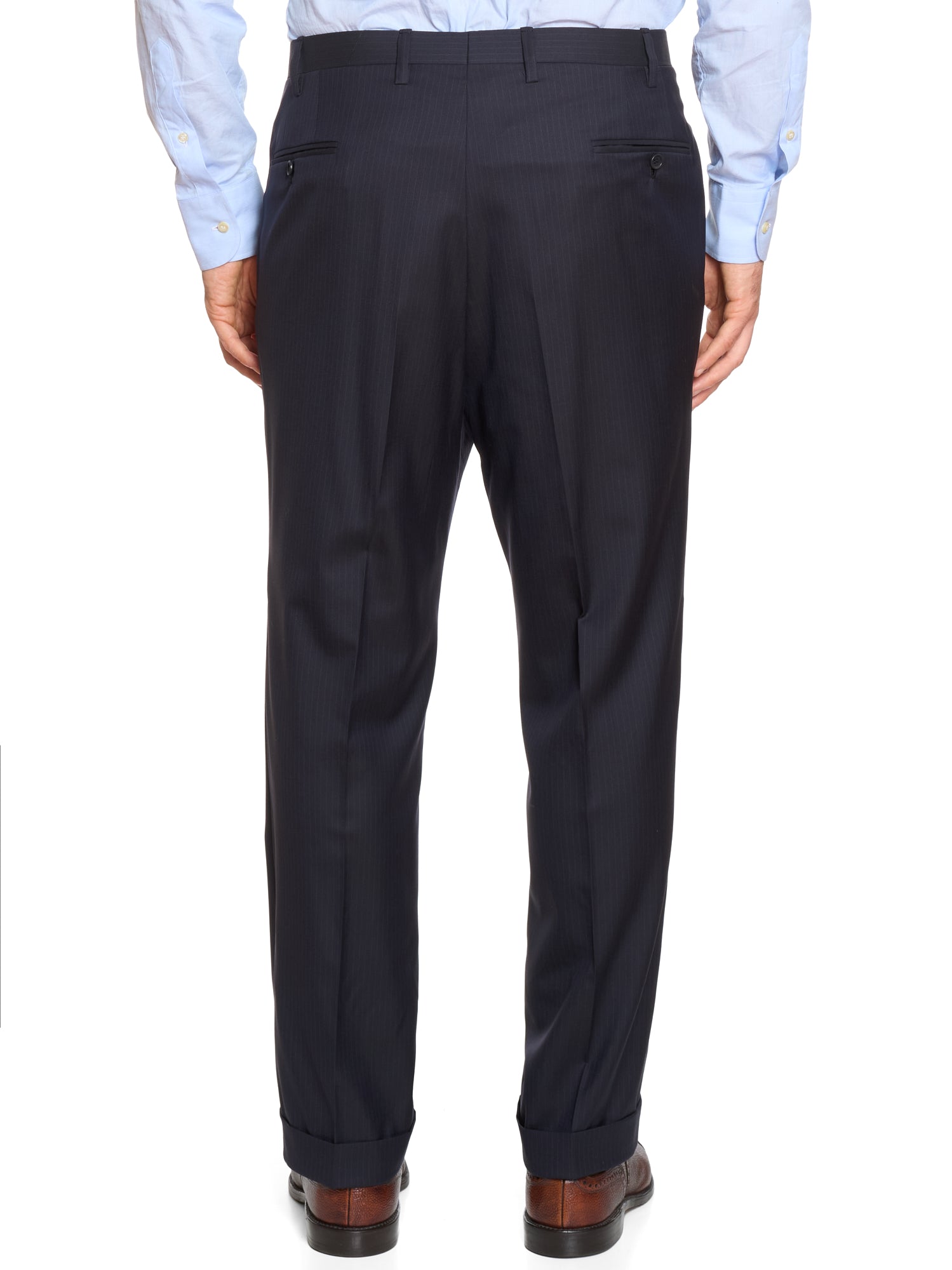 KITON Napoli Handmade Blanc Blu Navy Pintsrtipe 14 Micron Super 180's Wool Suit