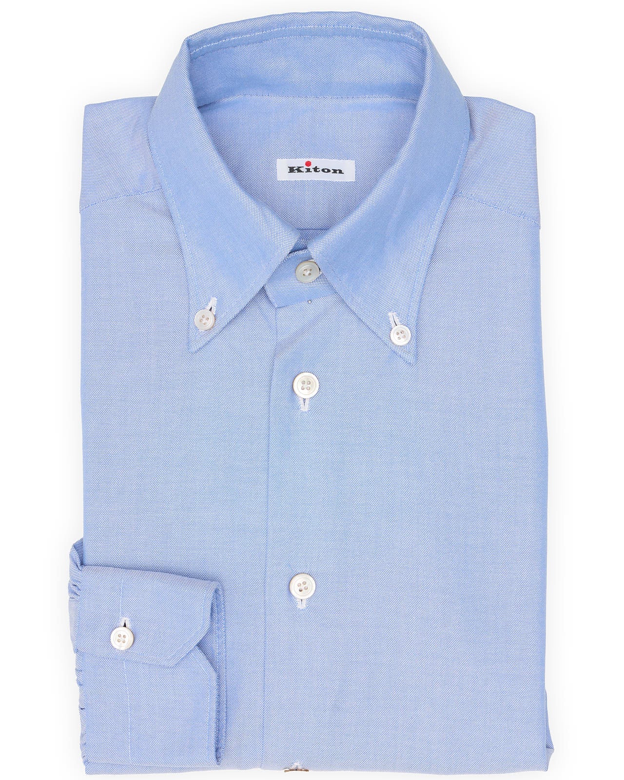 KITON Napoli Handmade Blue Cotton Button-Down Dress Shirt EU 38 NEW US 15