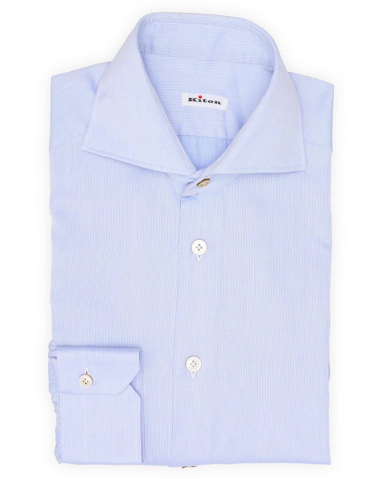 KITON Napoli Handmade Blue Oxford Cotton Dress Shirt EU 39 NEW US 15.5