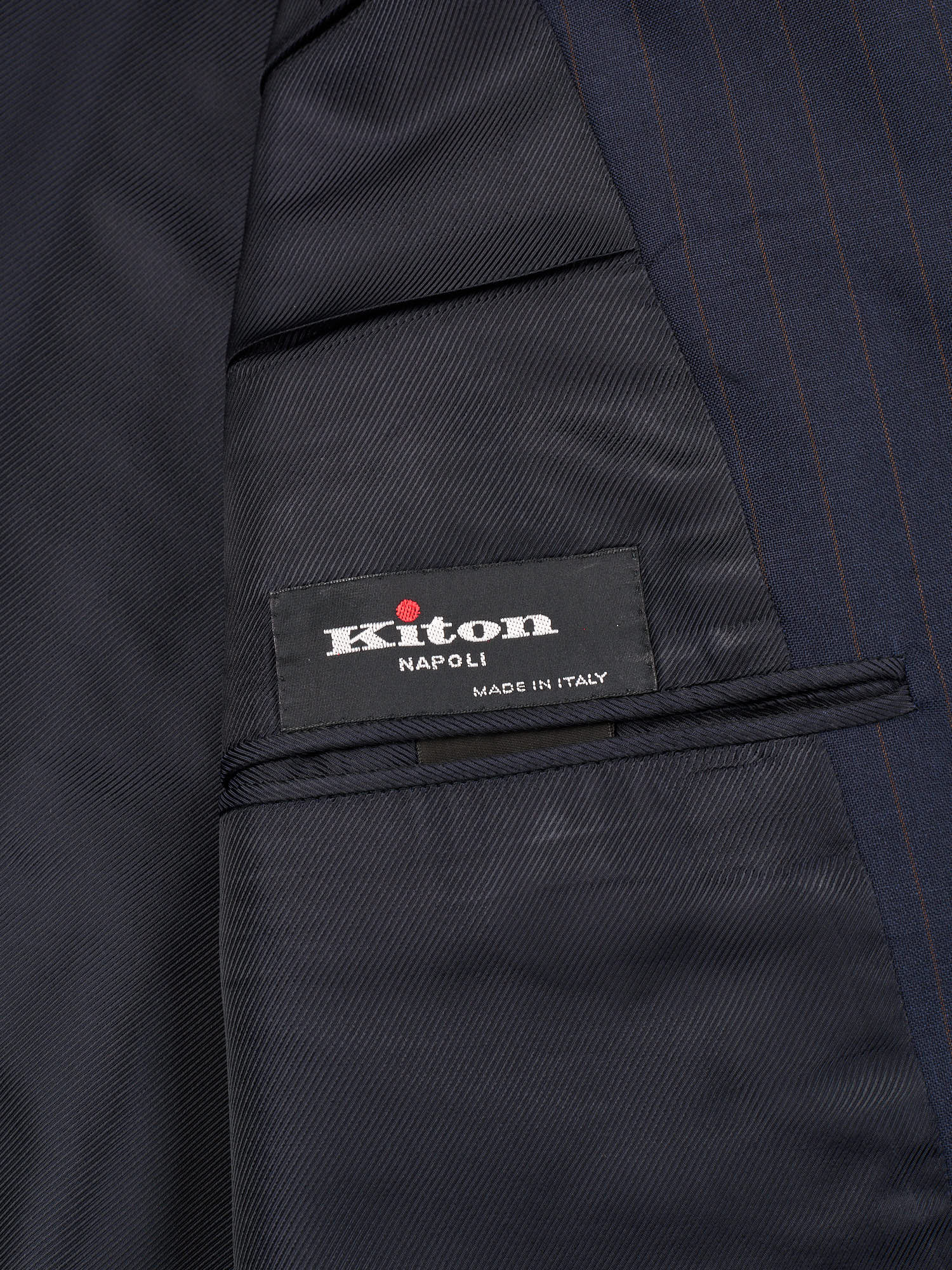 KITON Napoli Handmade Blue Pinstripe Wool Suit