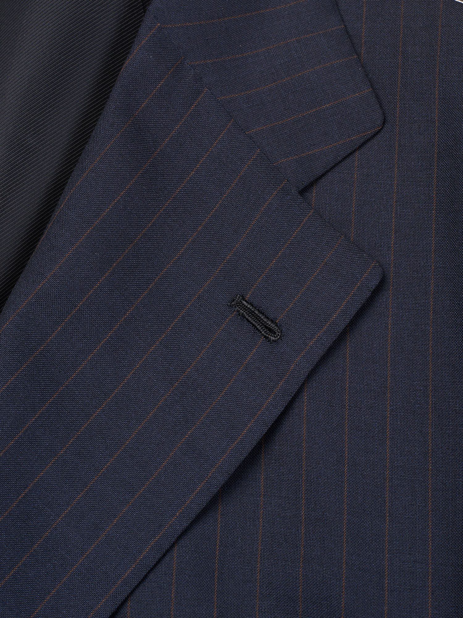 KITON Napoli Handmade Blue Pinstripe Wool Suit
