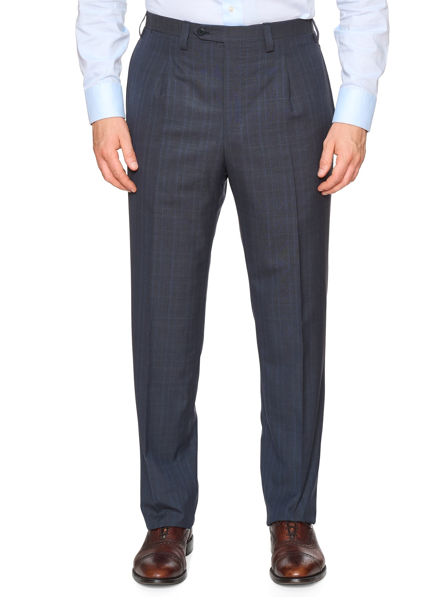 KITON Handmade Blue Plaid 14 Micron Wool Super 180's Suit EU 52 NEW US 42