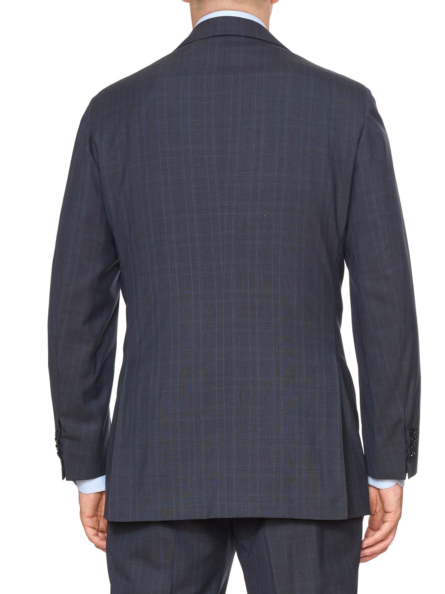 KITON Handmade Blue Plaid 14 Micron Wool Super 180's Suit EU 52 NEW US 42