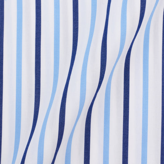 KITON Napoli Handmade Blue Striped Cotton Button-Down Dress Shirt EU 39 NEW US 15.5