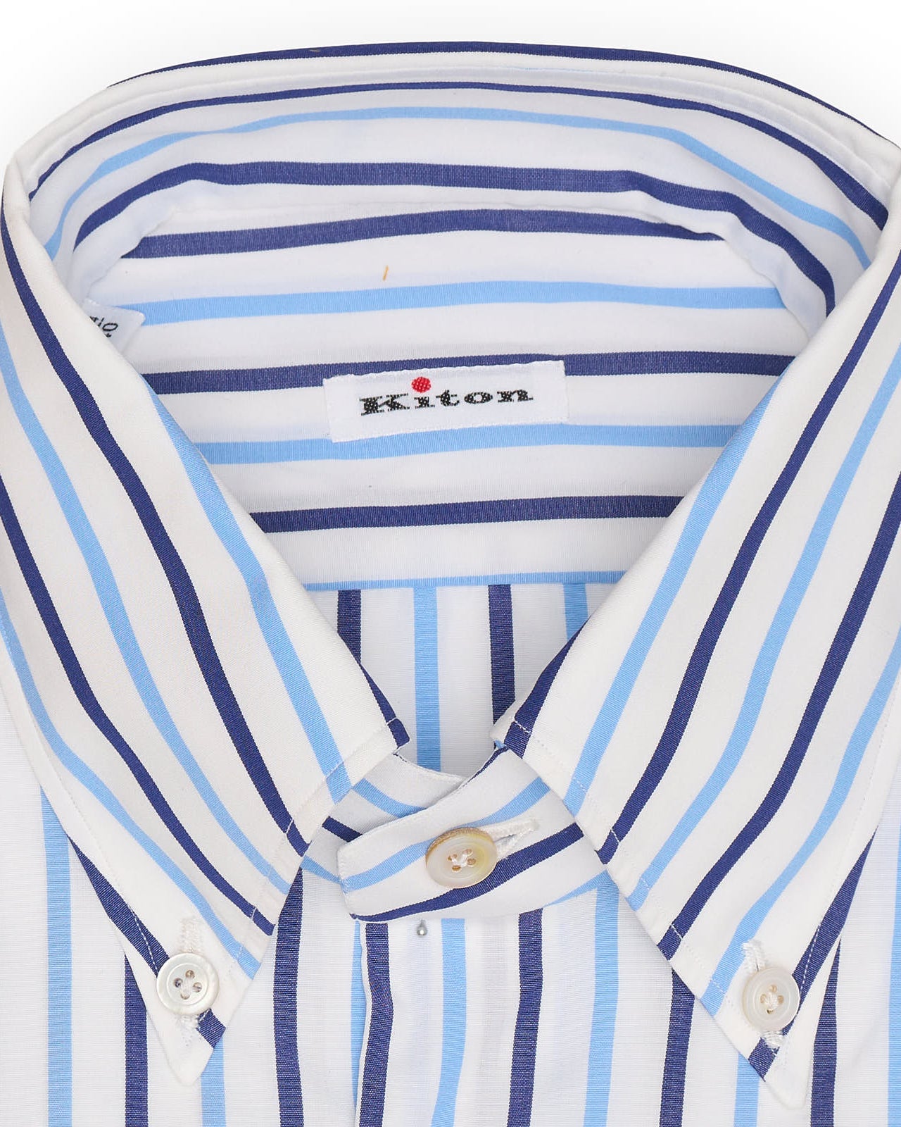 KITON Napoli Handmade Blue Striped Cotton Dress Shirt EU 40 NEW US 15.75
