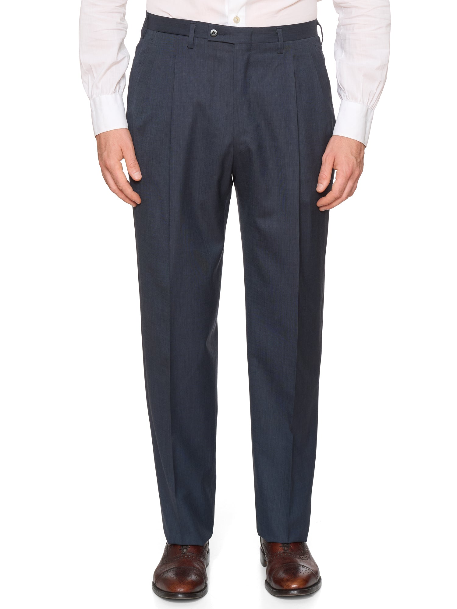 KITON Napoli Handmade Blue Wool Slim Fit Double Breasted Suit