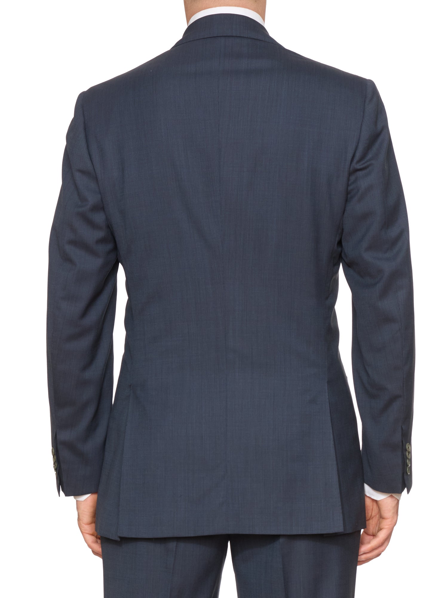 KITON Napoli Handmade Blue Wool Slim Fit Double Breasted Suit