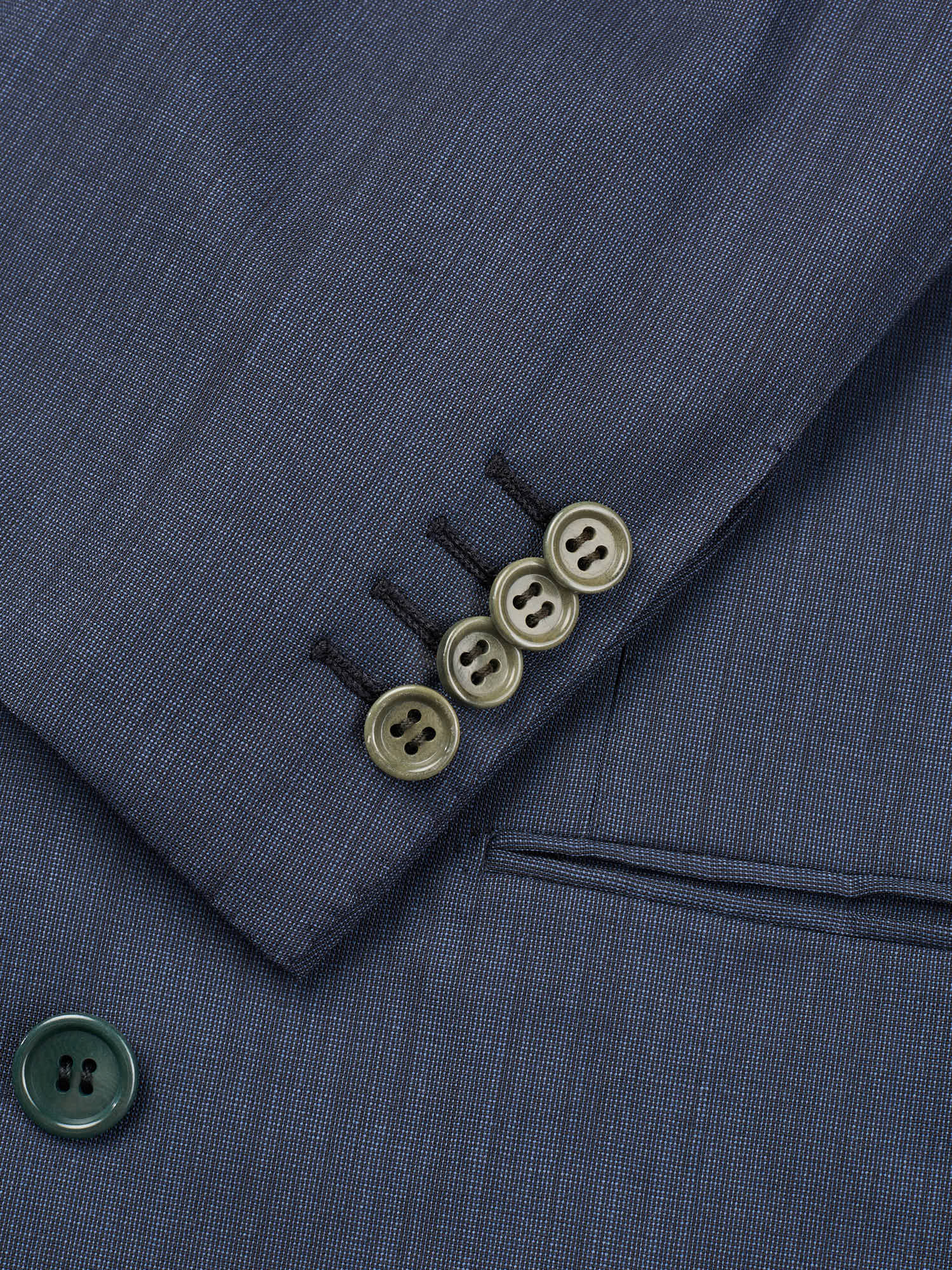 KITON Napoli Handmade Blue Wool Slim Fit Double Breasted Suit