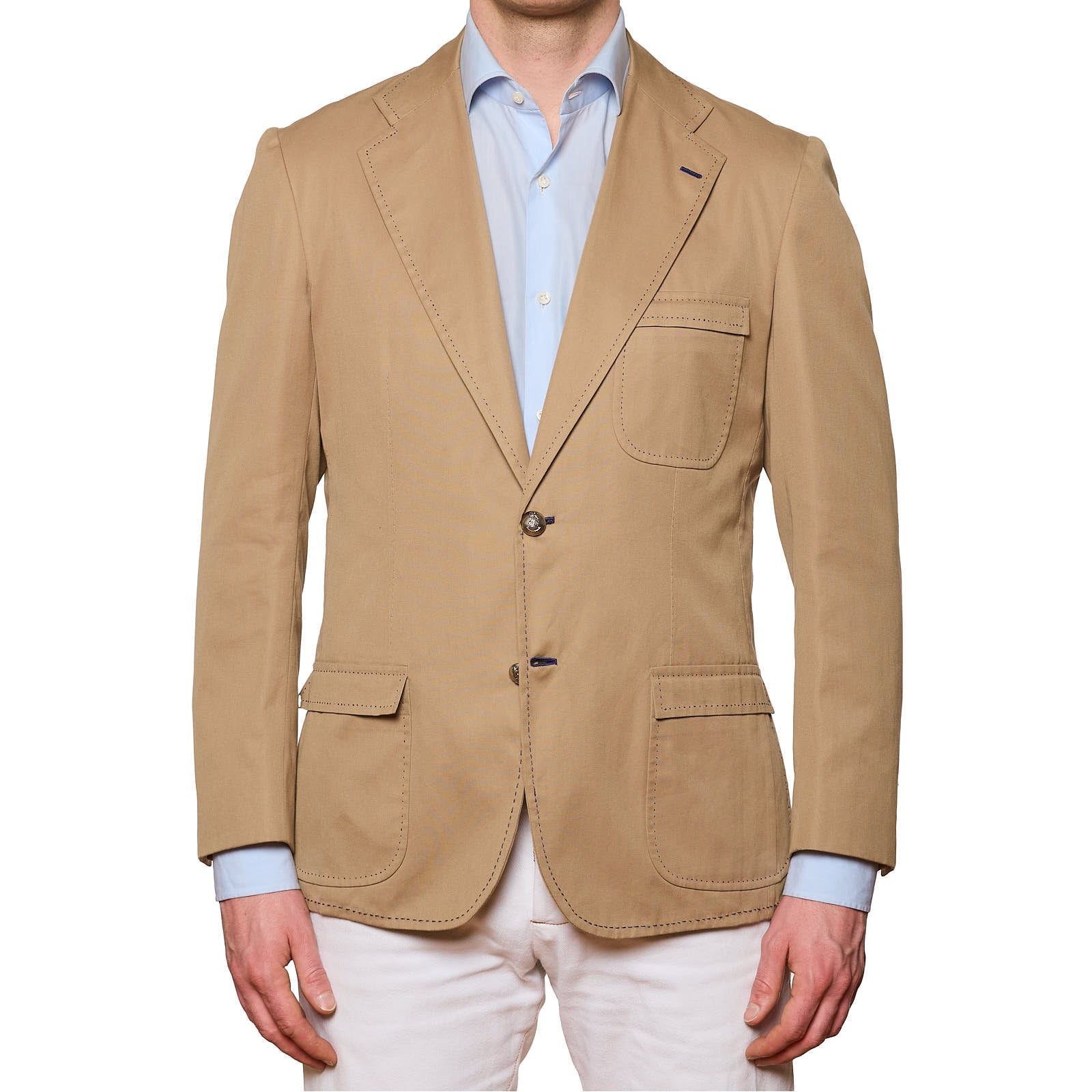 KITON "CIPA 1960" Napoli Handmade Tan Cotton Blazer Jacket EU 51 NEW US 40