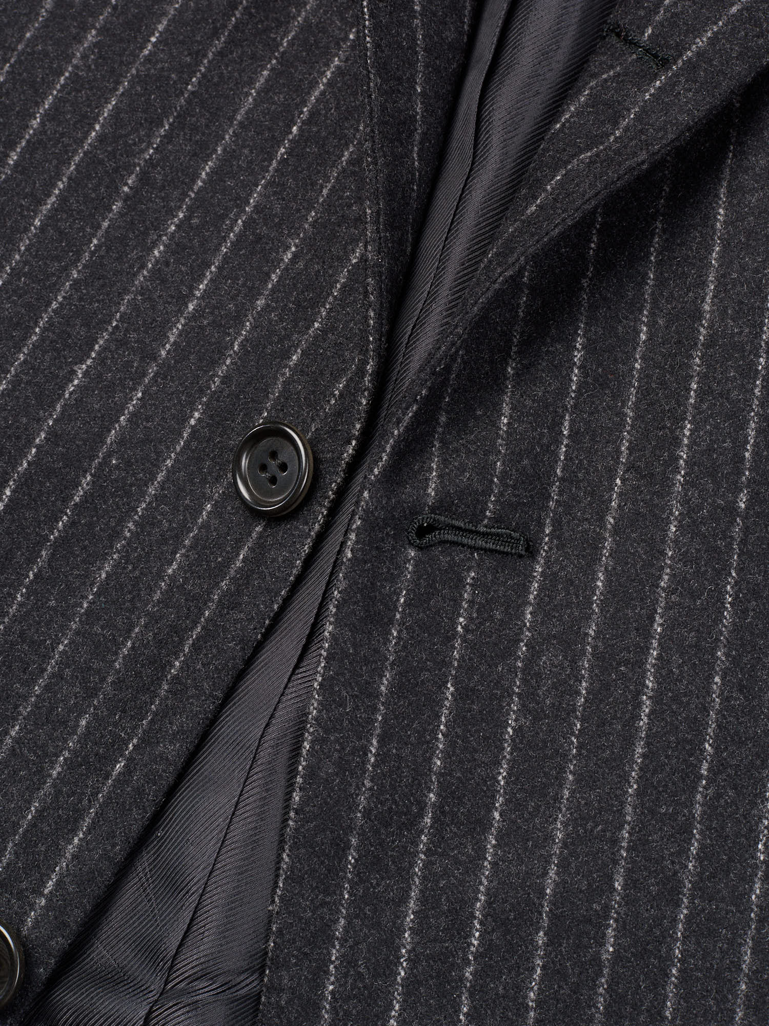 KITON Napoli Handmade Charcoal Gray Chalk Stripe Wool Flannel Suit