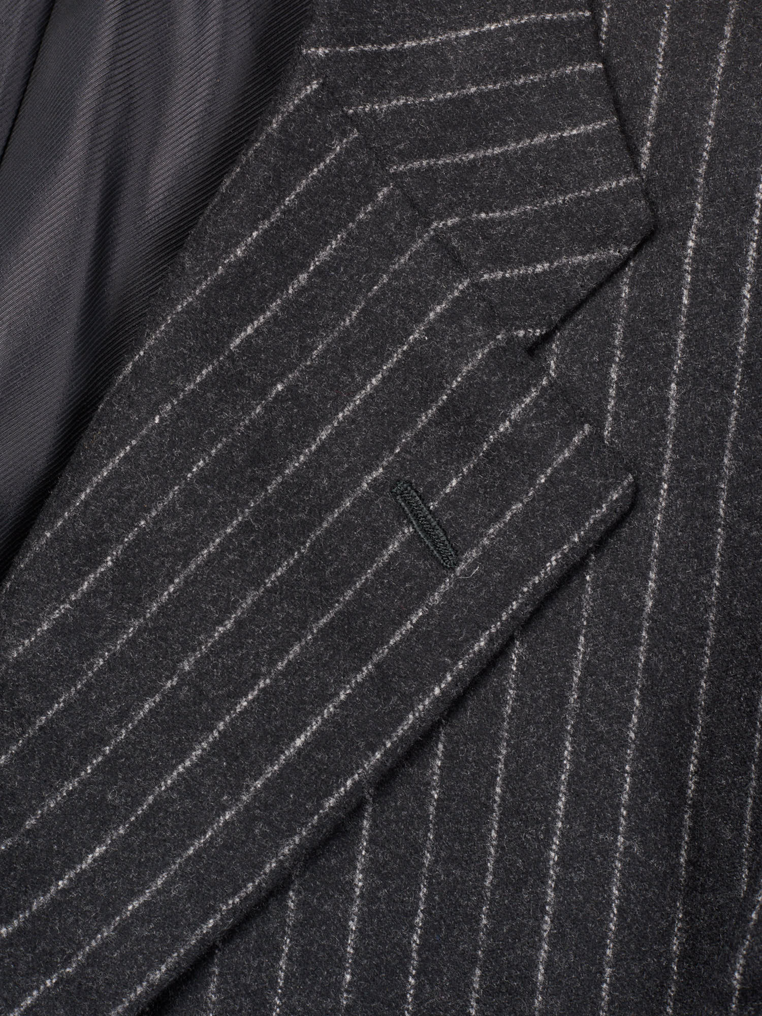 KITON Napoli Handmade Charcoal Gray Chalk Stripe Wool Flannel Suit