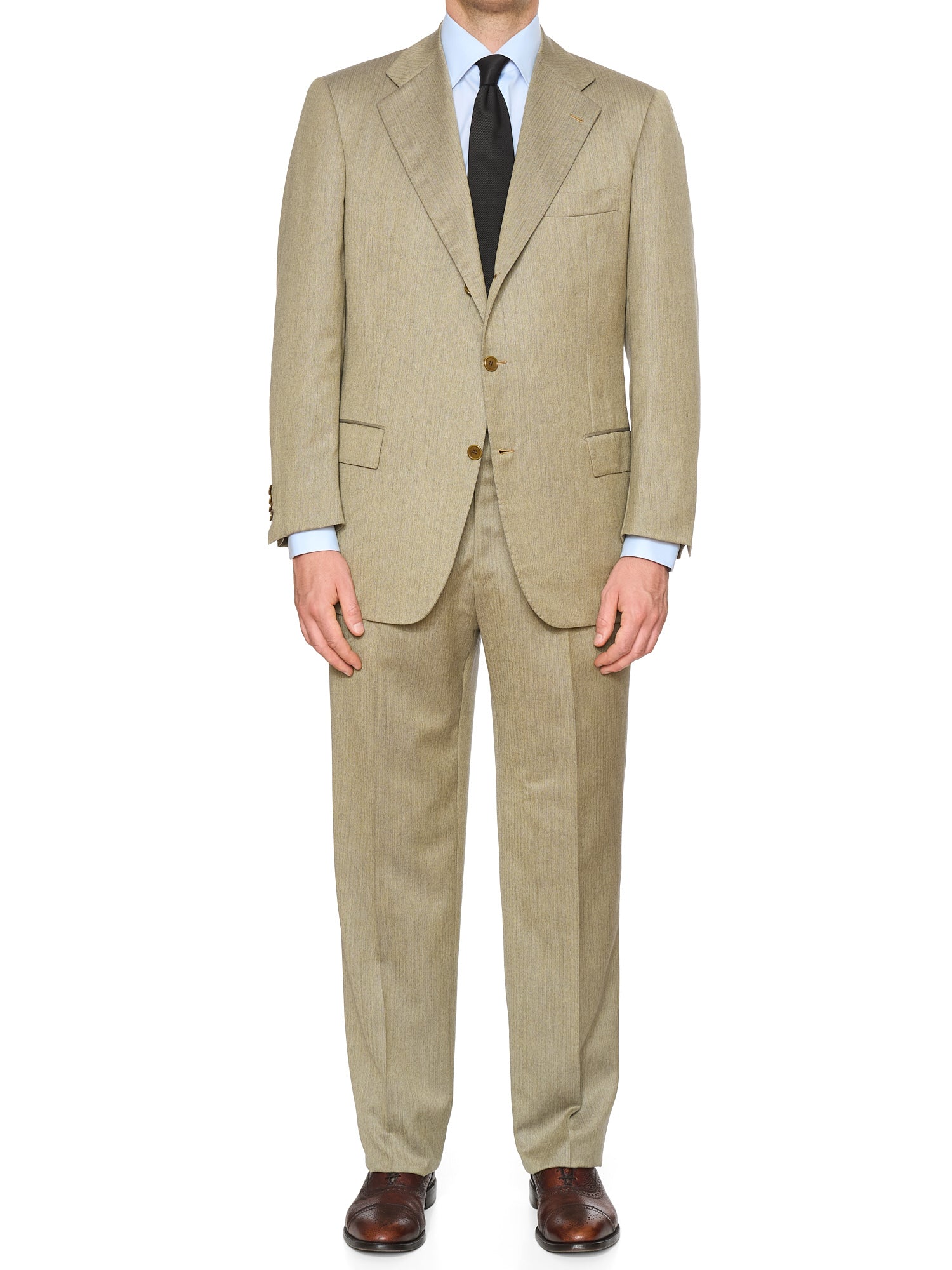 KITON Napoli Handmade  Herringbone Pure Cashmere Suit EU 50 NEW US 40