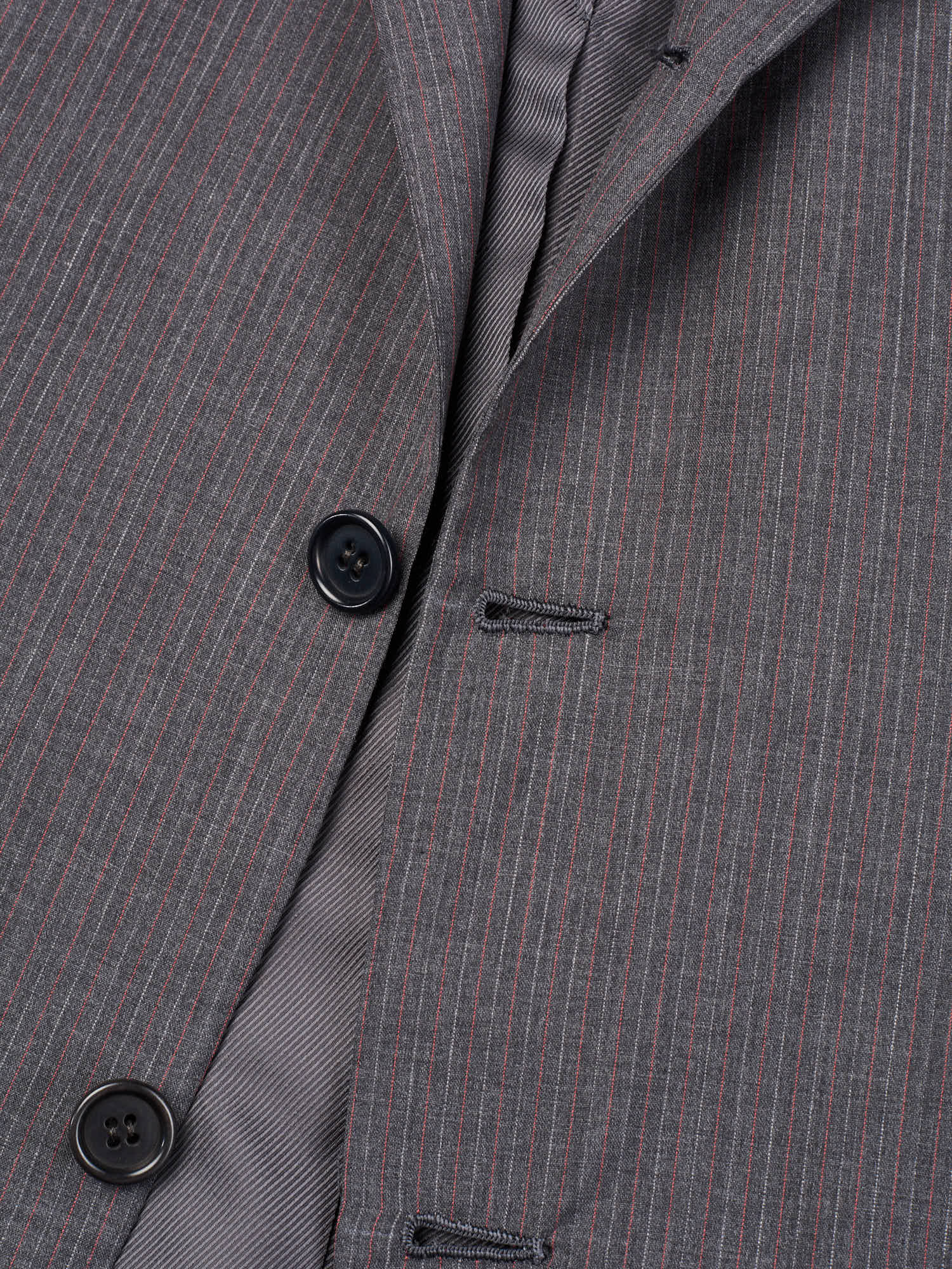 KITON Napoli Handmade Gray Striped 14 Micron Wool Super 180's Suit