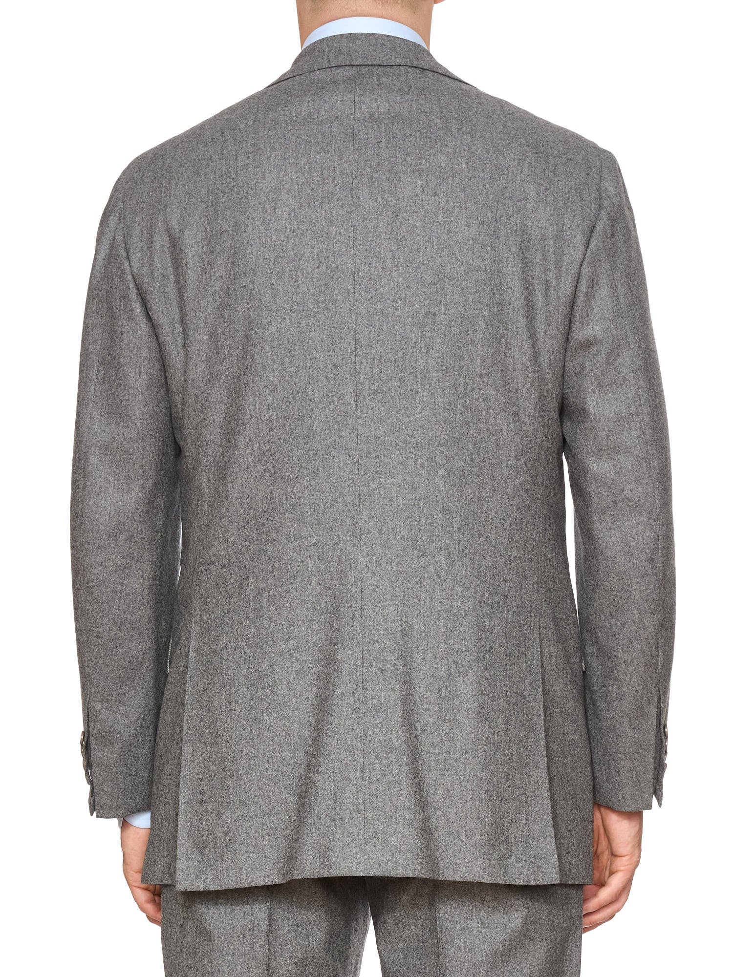 KITON Napoli Handmade Heather Gray Wool Flannel Classic Suit