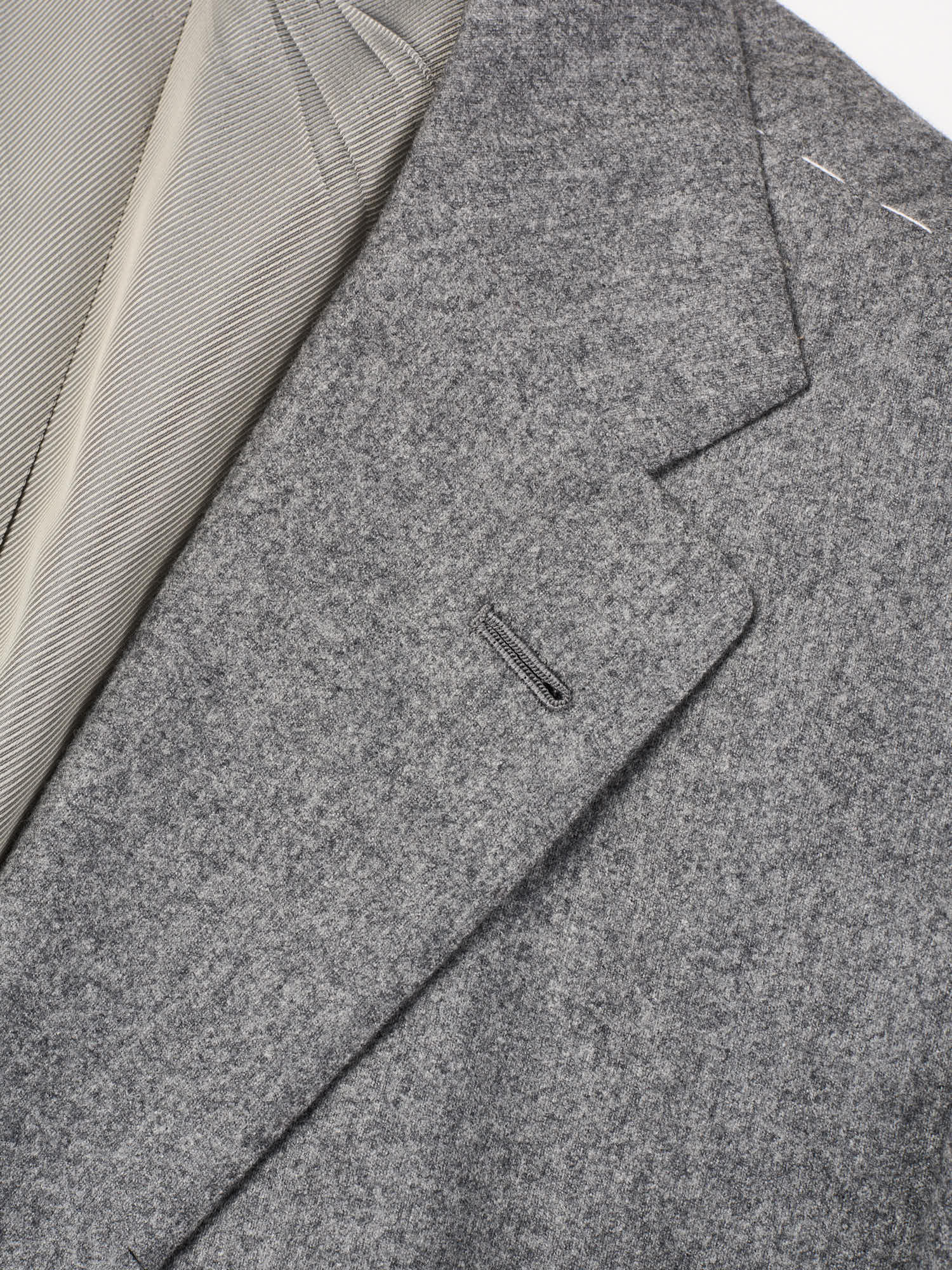 KITON Napoli Handmade Heather Gray Wool Flannel Classic Suit