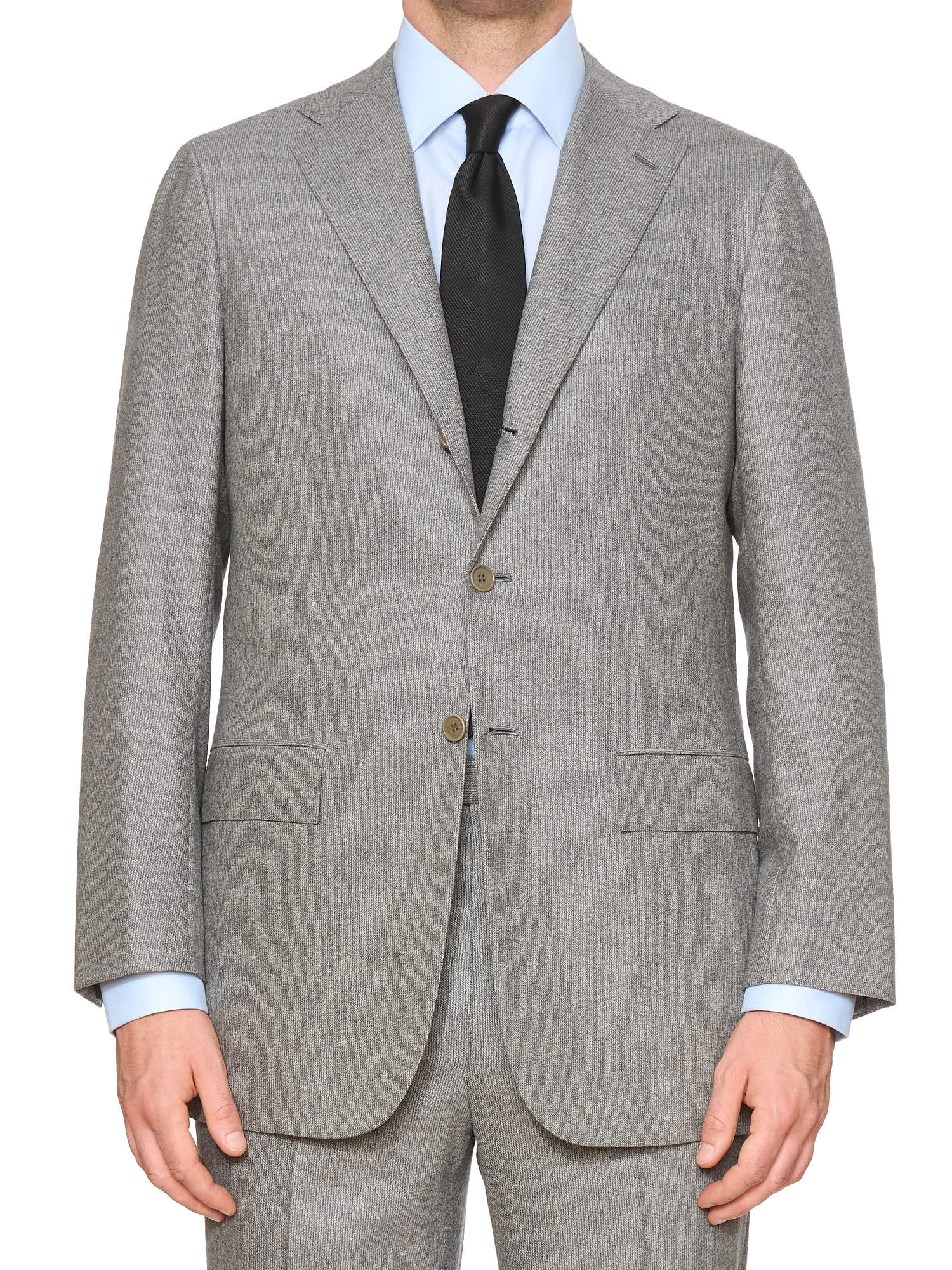 KITON Napoli Handmade Heather Gray Wool-Cashmere Suit