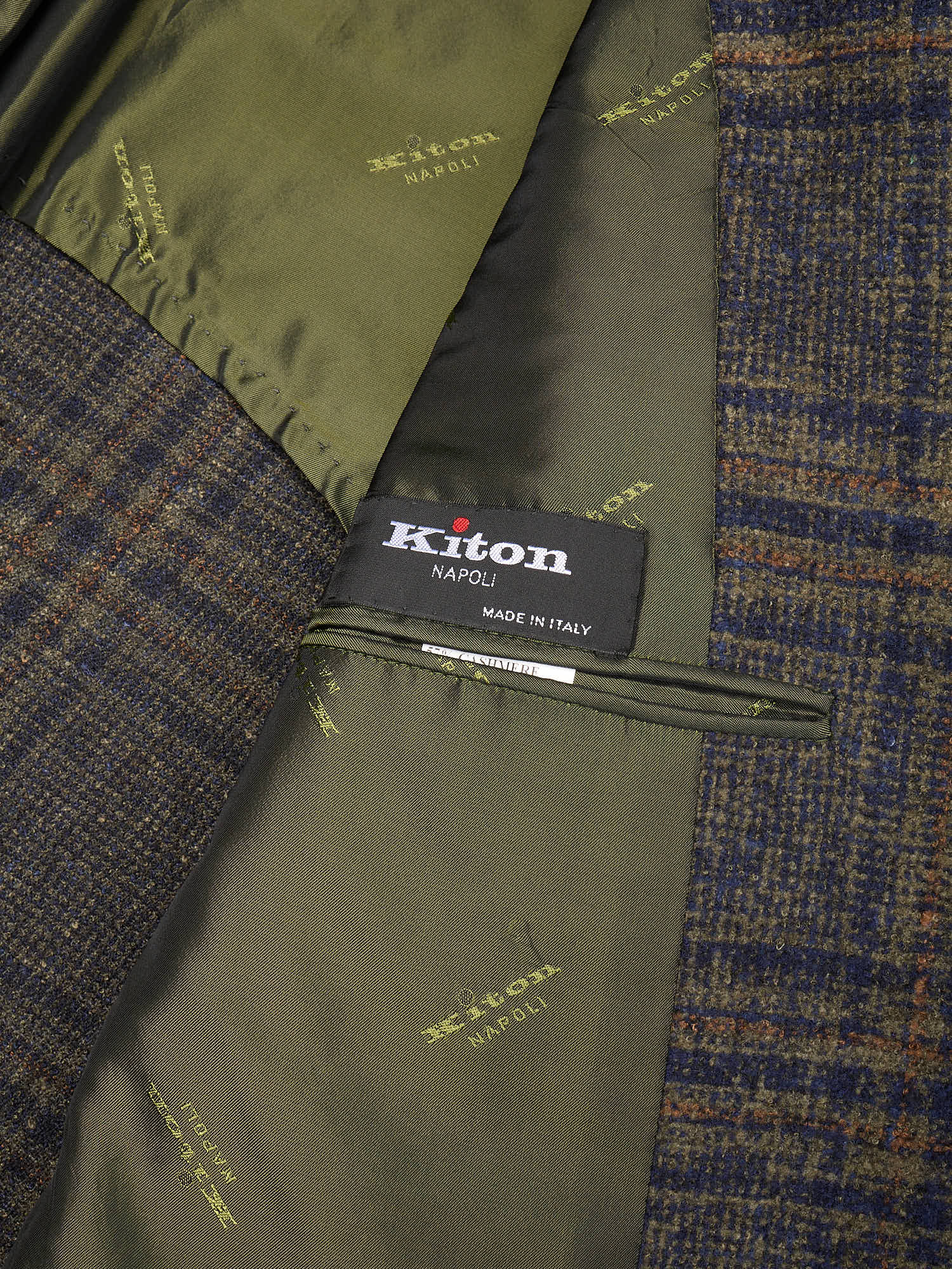 KITON Napoli Handmade Green Prince of Wales Check Cashmere Jacket Blazer