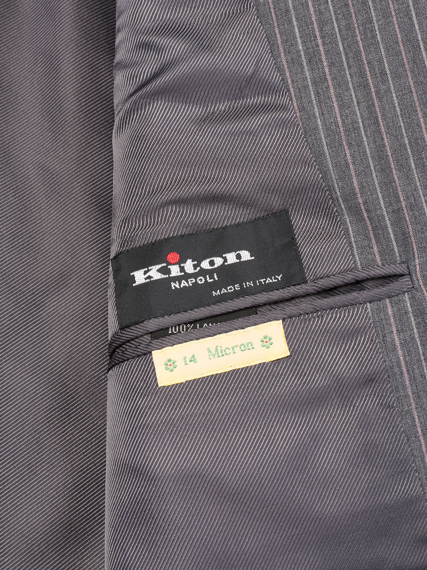 KITON Napoli Handmade Gray 14 Micron Wool Super 180's Suit