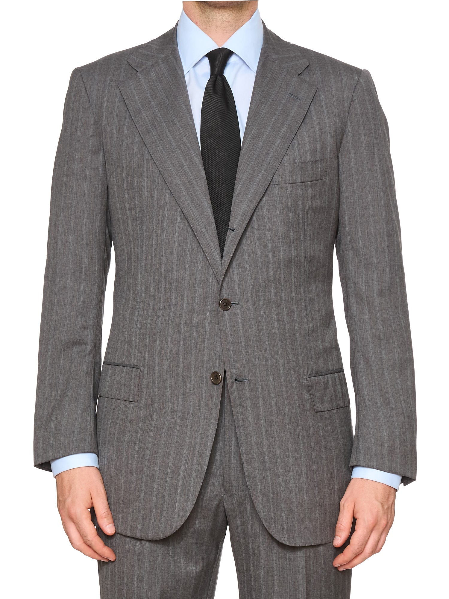 KITON Napoli Handmade Gray Stripes 14 Micron Super 180's Business Suit