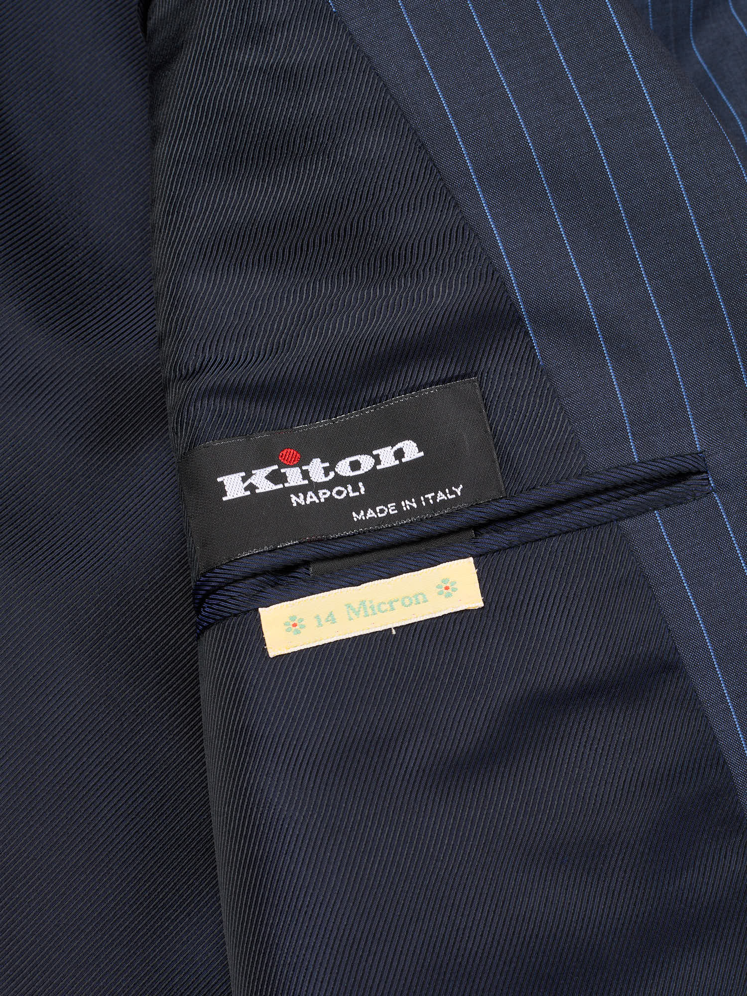 KITON Napoli Navy Pinstripe 14 Micron Super 180's Suit EU 52 NEW US 42